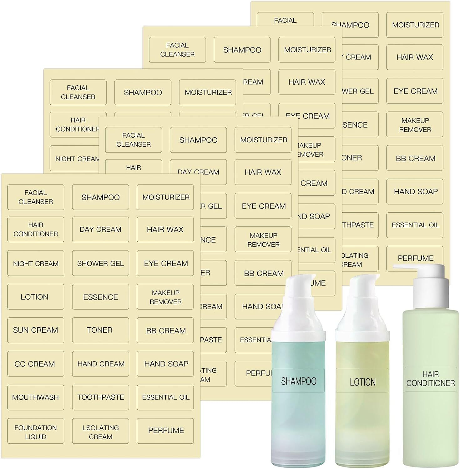 Toiletry Labels for Travel Size Bottles,120 PCS 1.6 inch x0.7, Clear