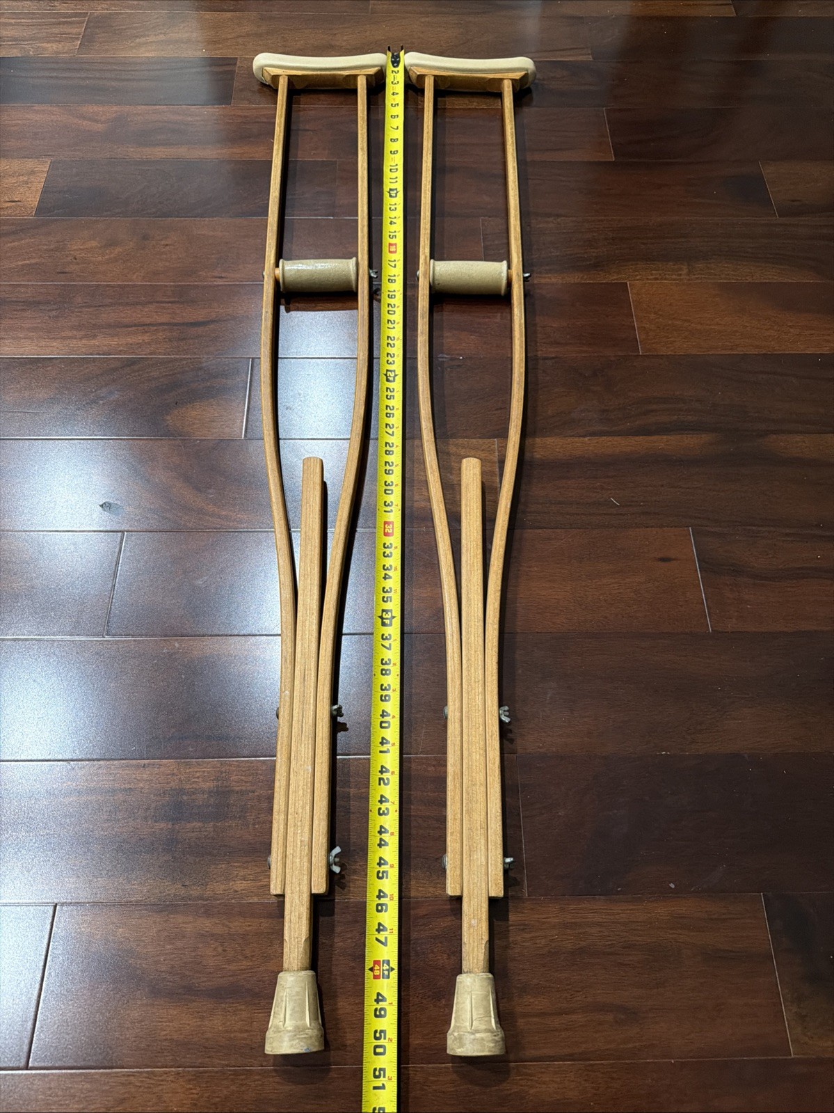 Vintage Wooden Crutches Adjustable Adult  350 Pounds