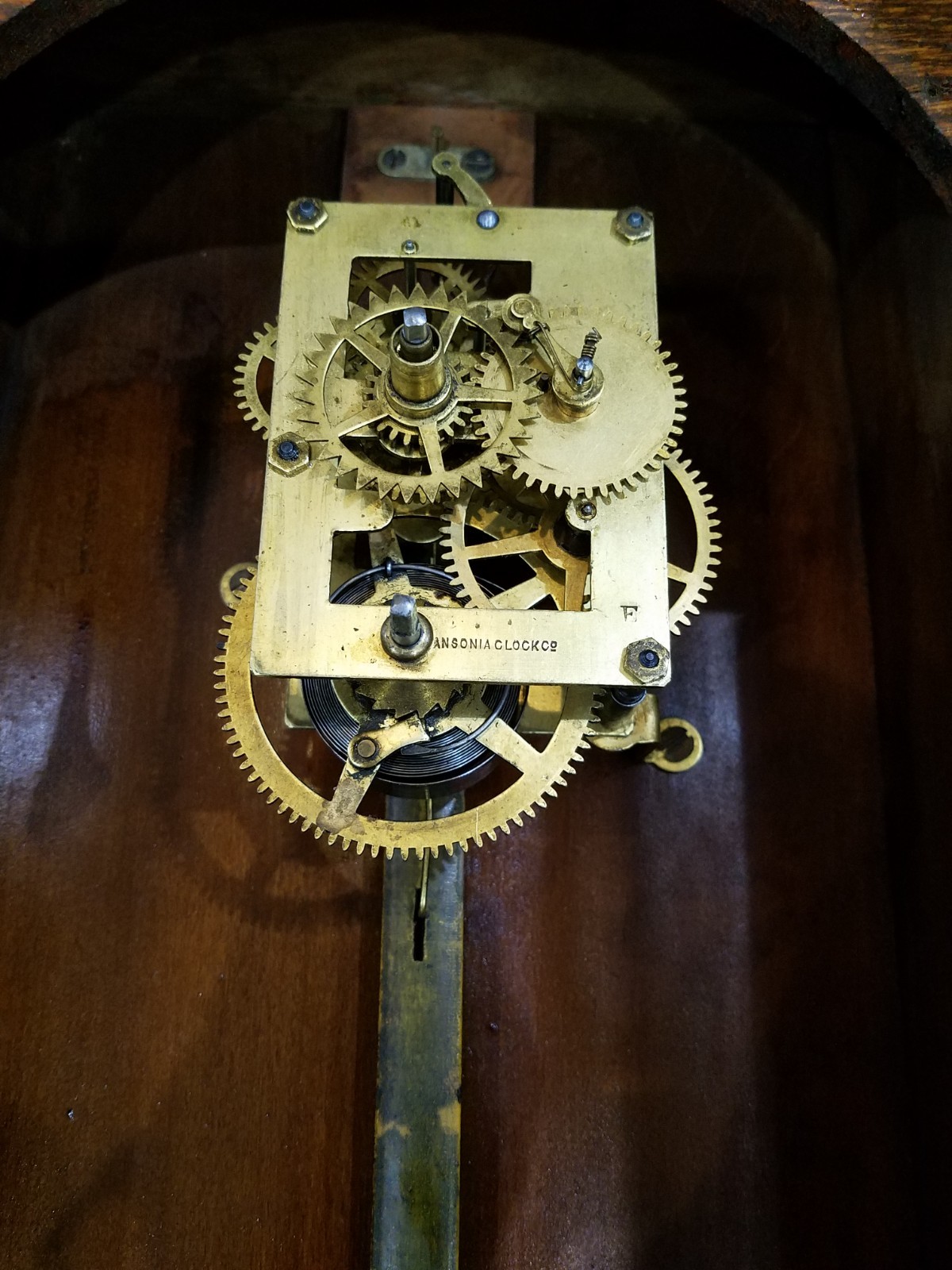 Antique Ansonia "Eclipse" Calendar Wall Clock 8-Day Timepiece, Key-wind