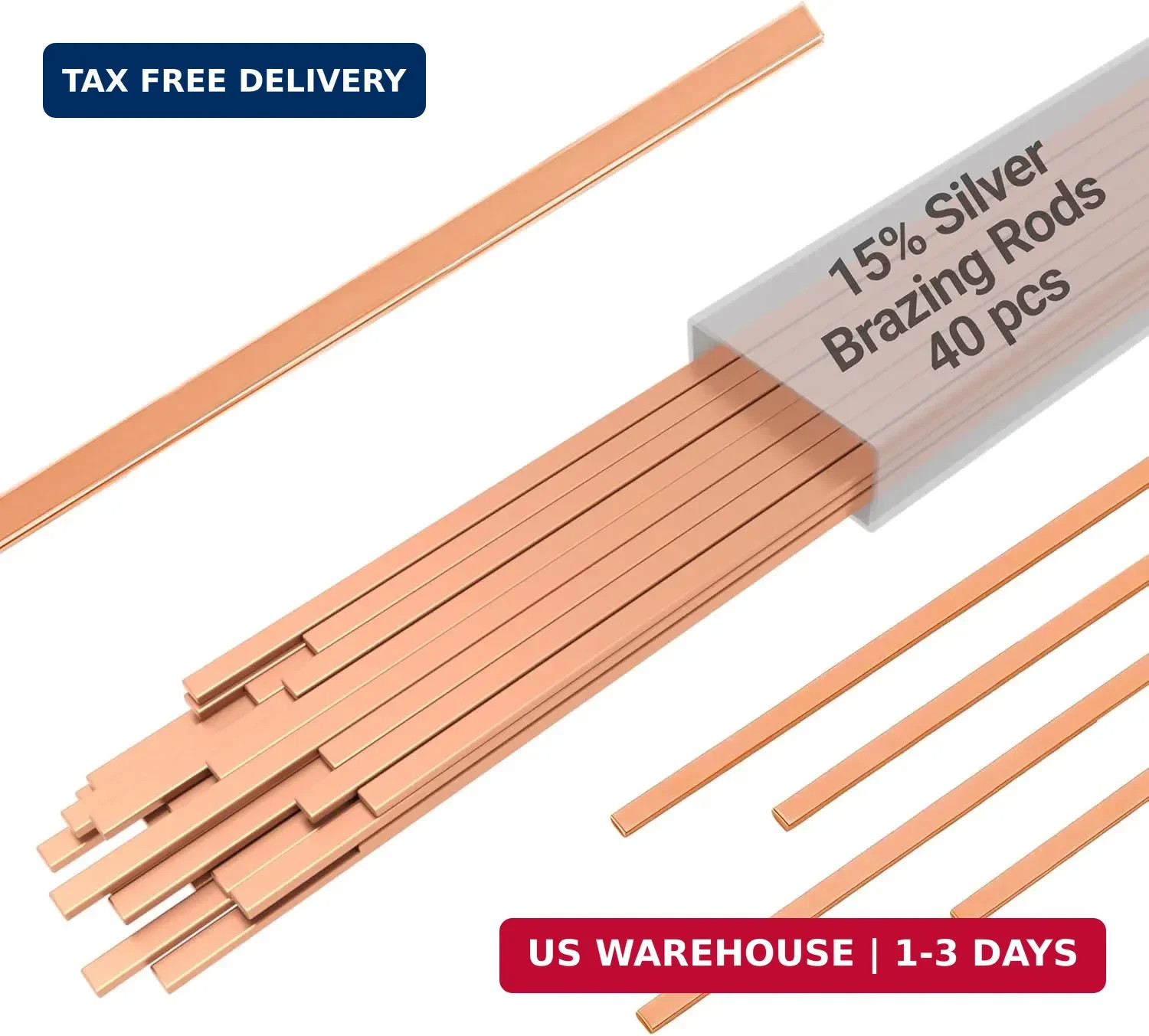 15% Silver Brazing Rods AWS BCuP-5 40 Sticks Silver Solder Phos Copper Brazing