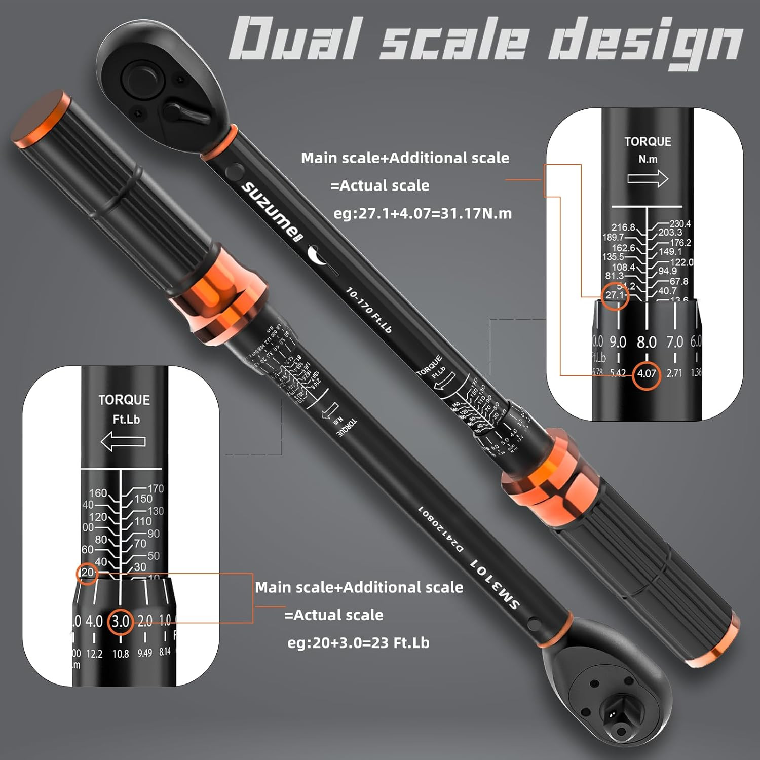3PCS Adjustable Torque Wrench Set 72 Teeth for Bicycle Motorcycle Car