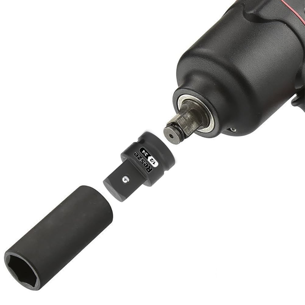 Resze 2PCS Impact Socket Adapter and Reducer Set,3/4"to 1/2" & 2PC, Black