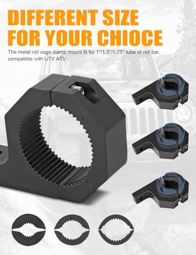 Roll Cage Mount Quick Release Rubber Clamp Kit from 1-1/7'' to 1-3/7'' Tools