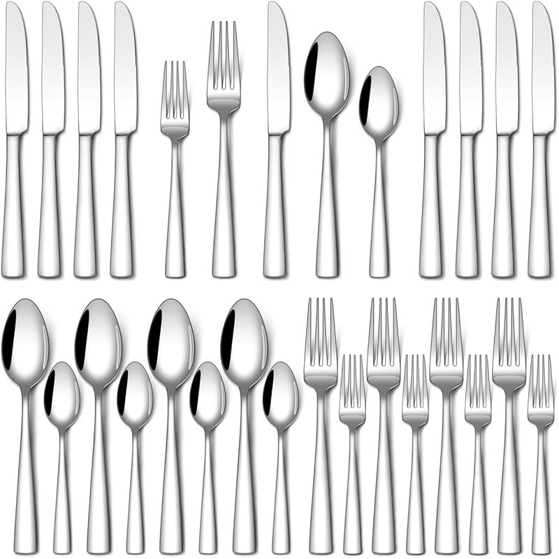 Stainless Steel Silverware Set 20 Pieces Ergonomic Modern Flatware Home Dining