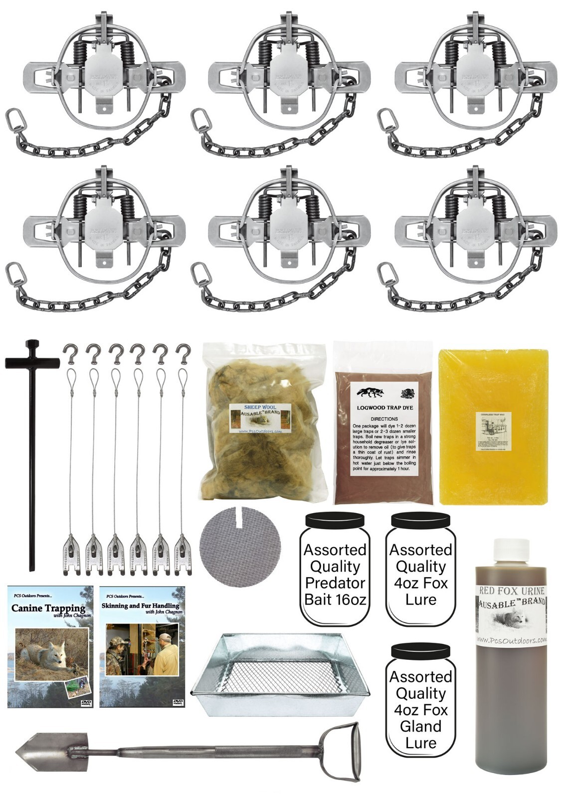 PcsOutdoors Standard Fox Trapping Starter Kit - USA Made Kit