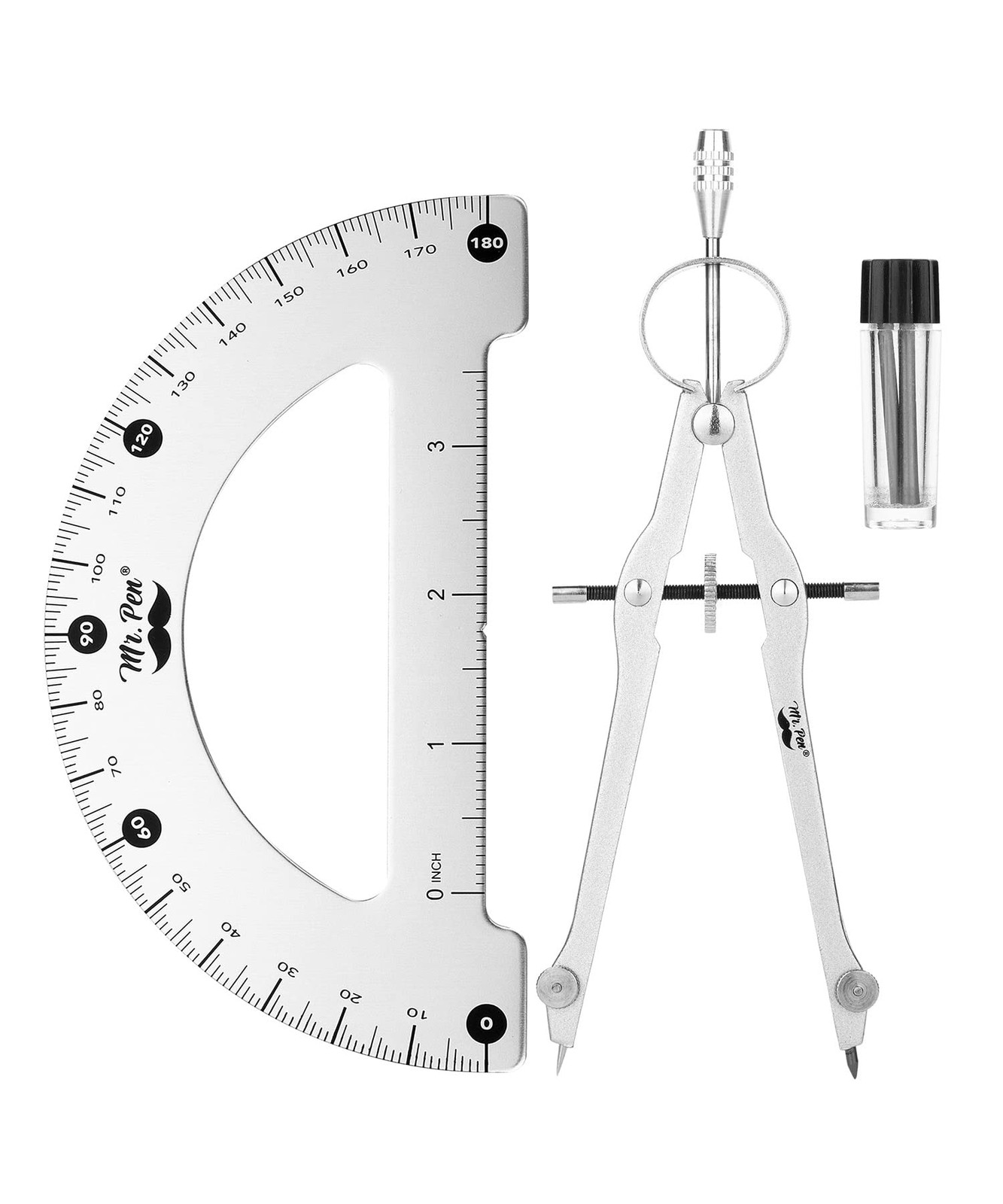 Mr. Pen- Metal Protractor and Convertible Compass Set, and...