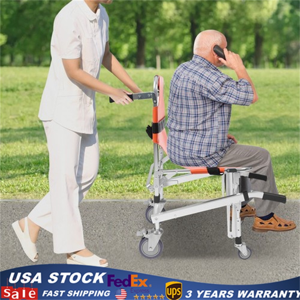 EMS Stair Climbing Chair Medical Emergency Evacuation Lifting Wheelchair w/Belts