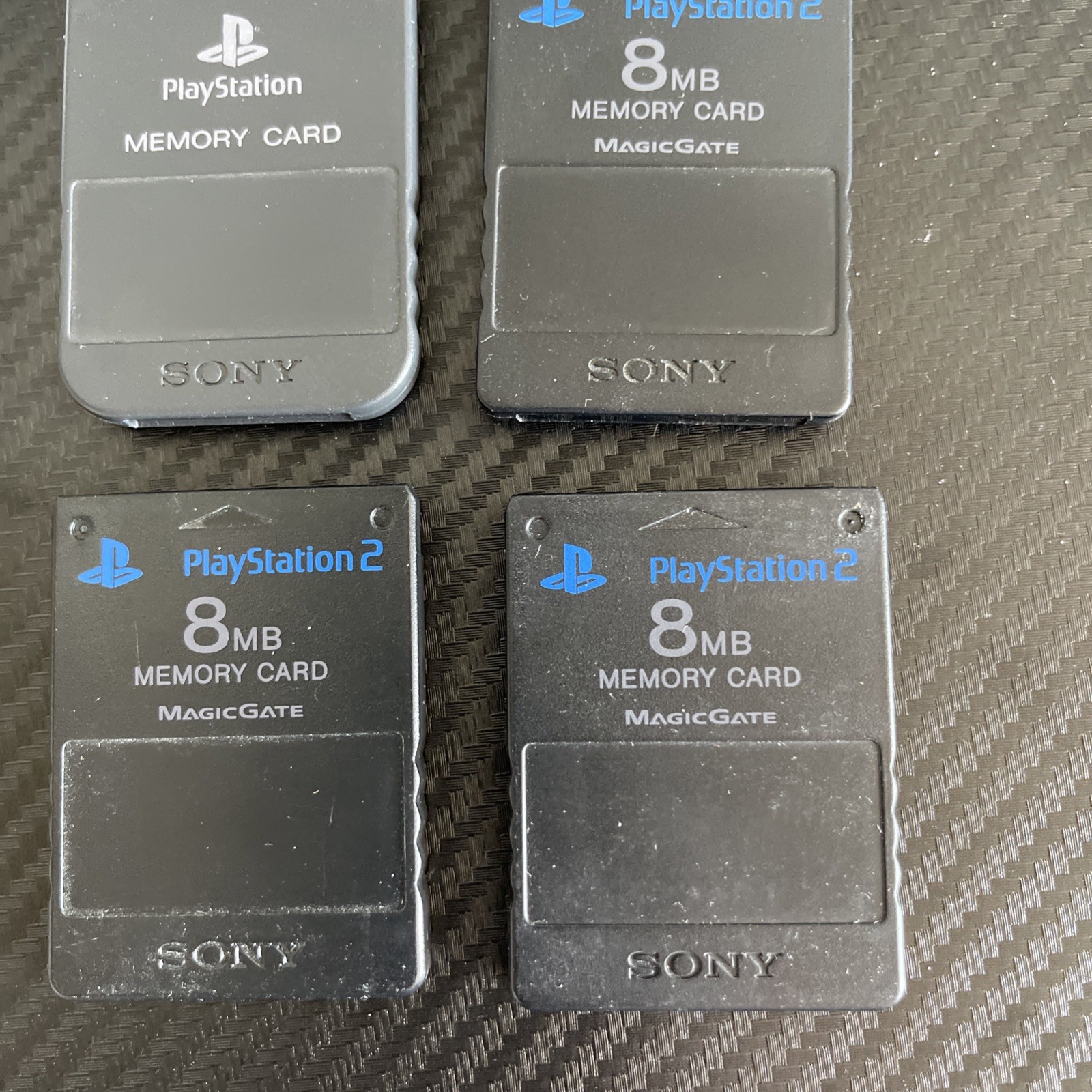 3 Used PS2 Memory Cards & 1 PS1 Used Memory Card