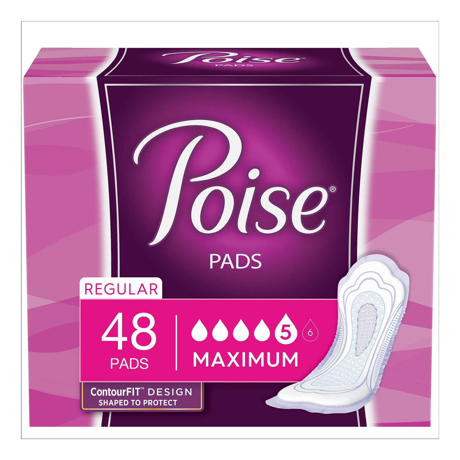 Poise Incontinent Pad 12.2 Inch Length Regular Length Maximum 48 Ct