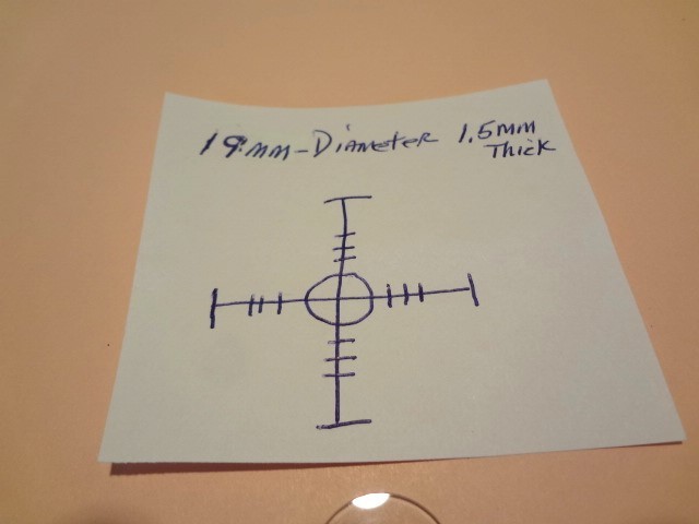 SIMPLE CROSSHAIR RETICLE 19MM DIAMETER  **NEW**