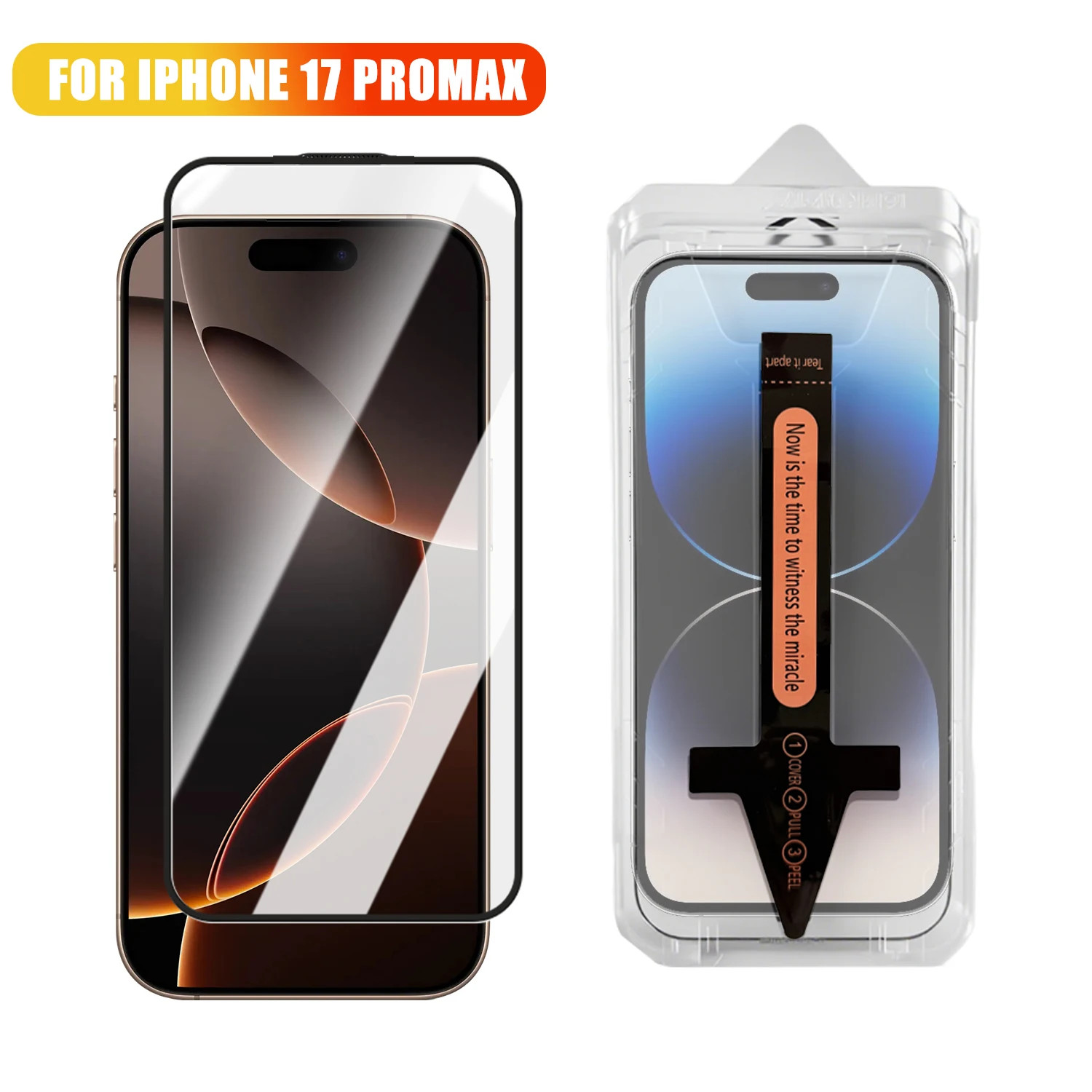 2 Pcs For iPhone 17 Pro Max/17 Pro HD/Clear Glass Screen Protector+Simple Tool