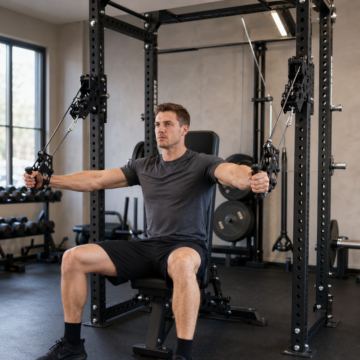 Power Rack Pulley System, Squat Rack Cable Machine Attachment