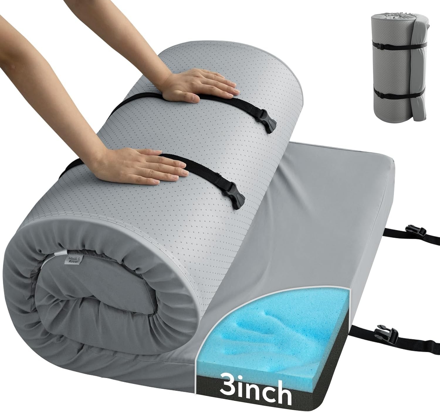 Memory Foam Camping Cot Pad, 3 Inch Sleeping Pad with Waterproof Cover | Non-Sli