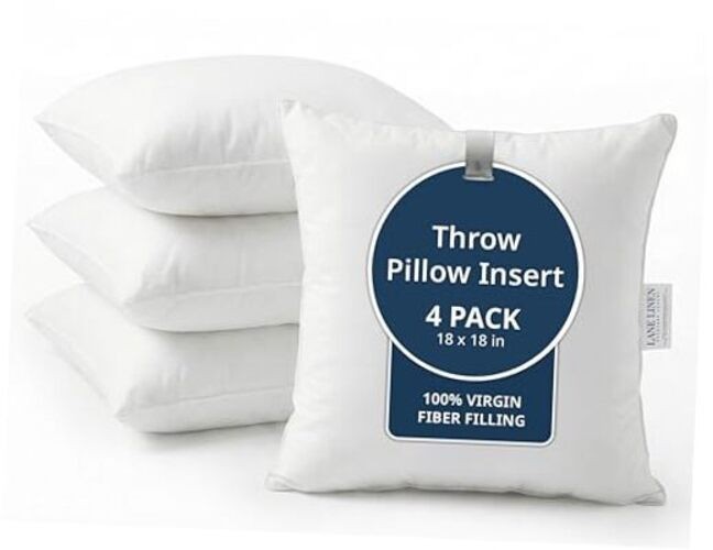 4 Pack 18x18 White Throw Pillow Inserts for Decorative 18" x 18" 01: White