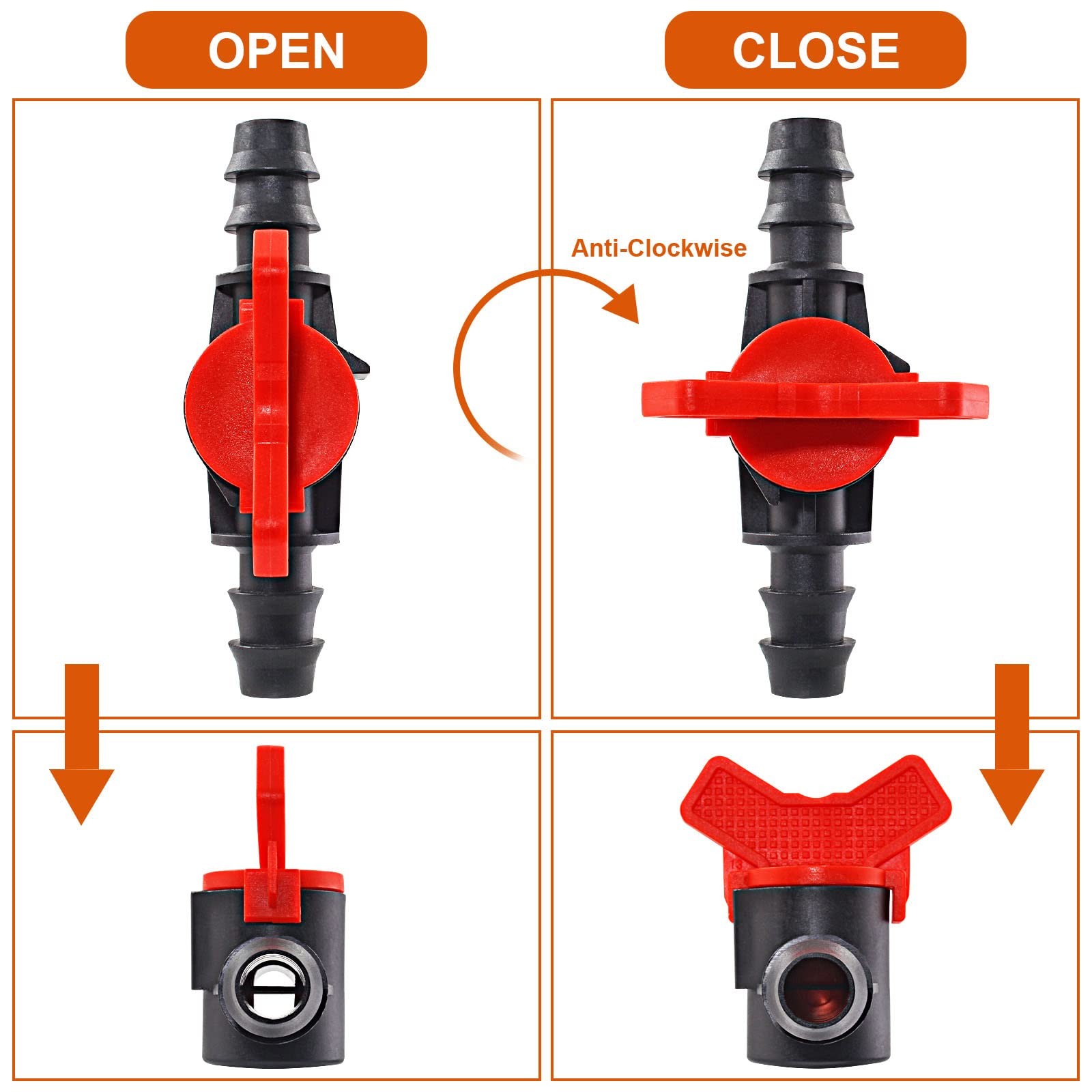 Moicstiy 6Pcs 1/2 Inch Drip Irrigation Switch Valve 16mm Ball