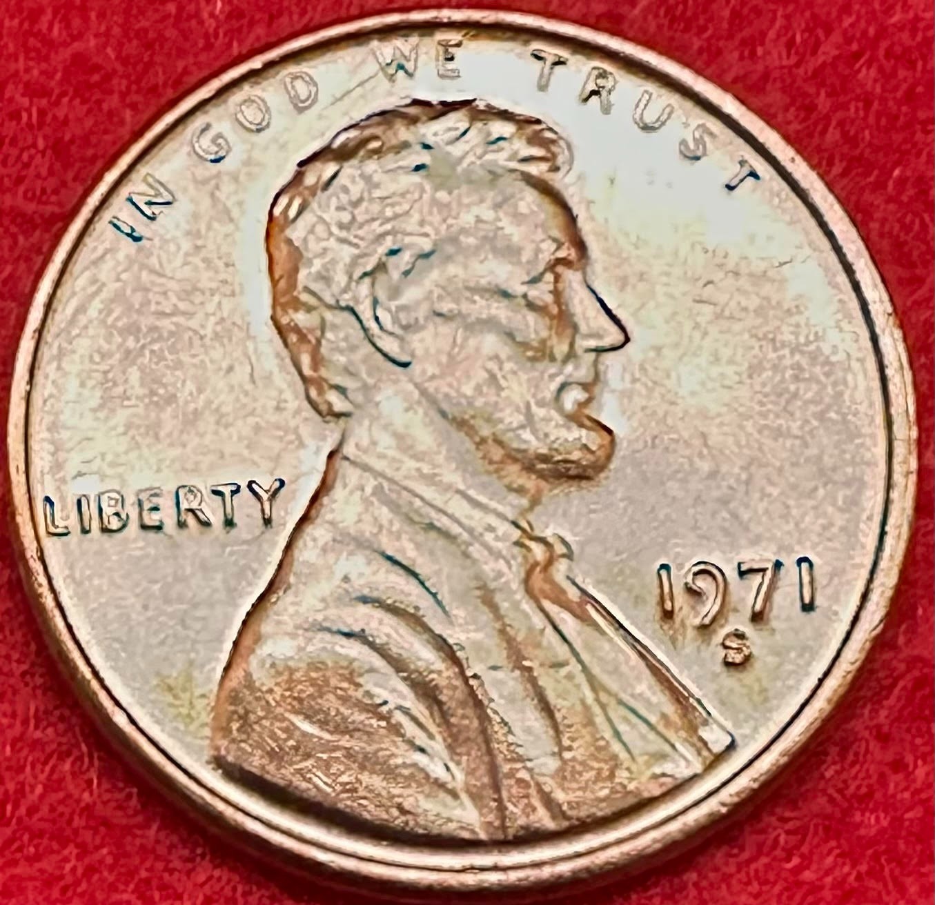 UNITED STATES 1971 - S SAN FRANCISCO MINT UNCIRCULATED 1c LINCOLN MEMORIAL PENNY