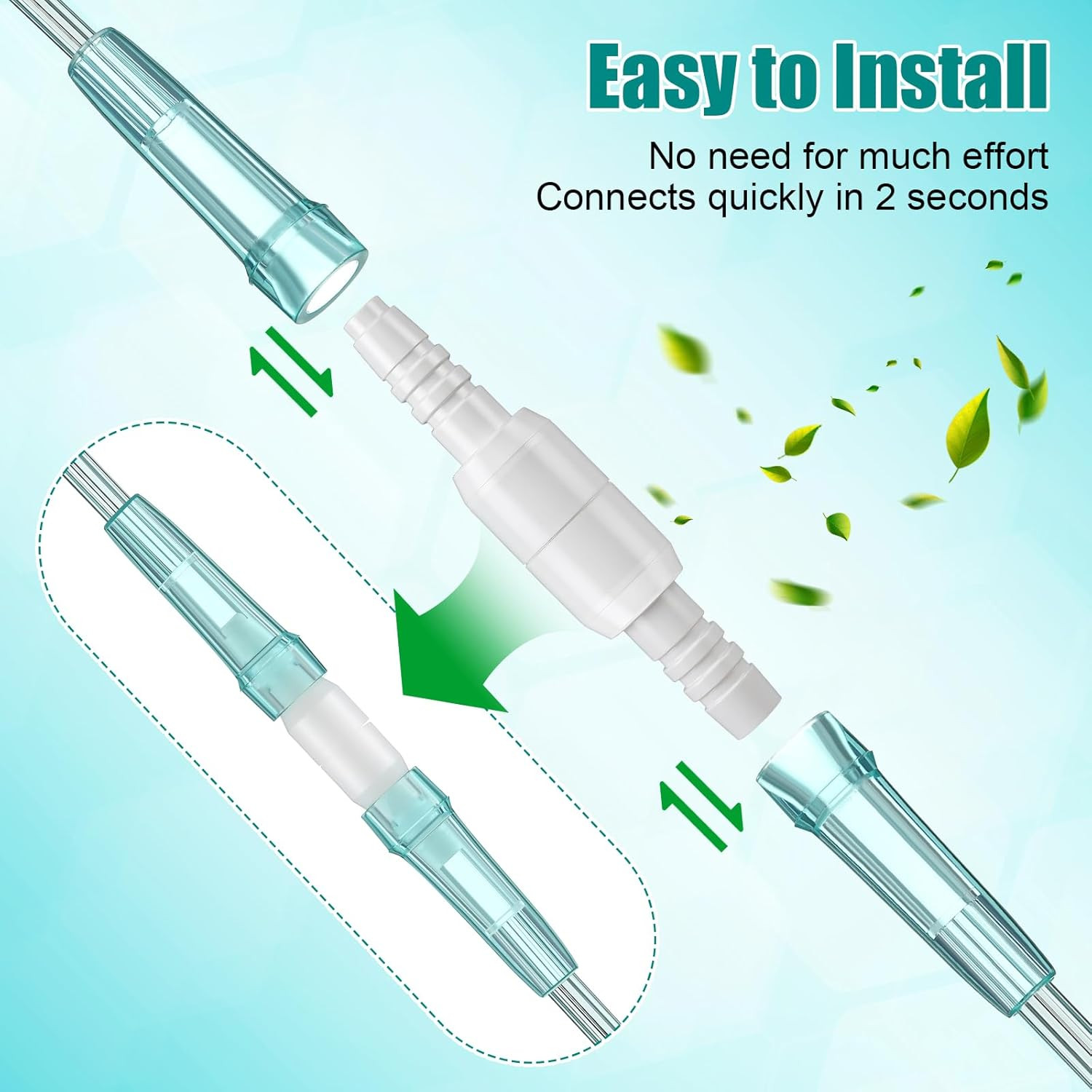 10 Pack 360° Swivel Oxygen Tubing Connectors, Rotating Hose Couplers, Leak-Proof