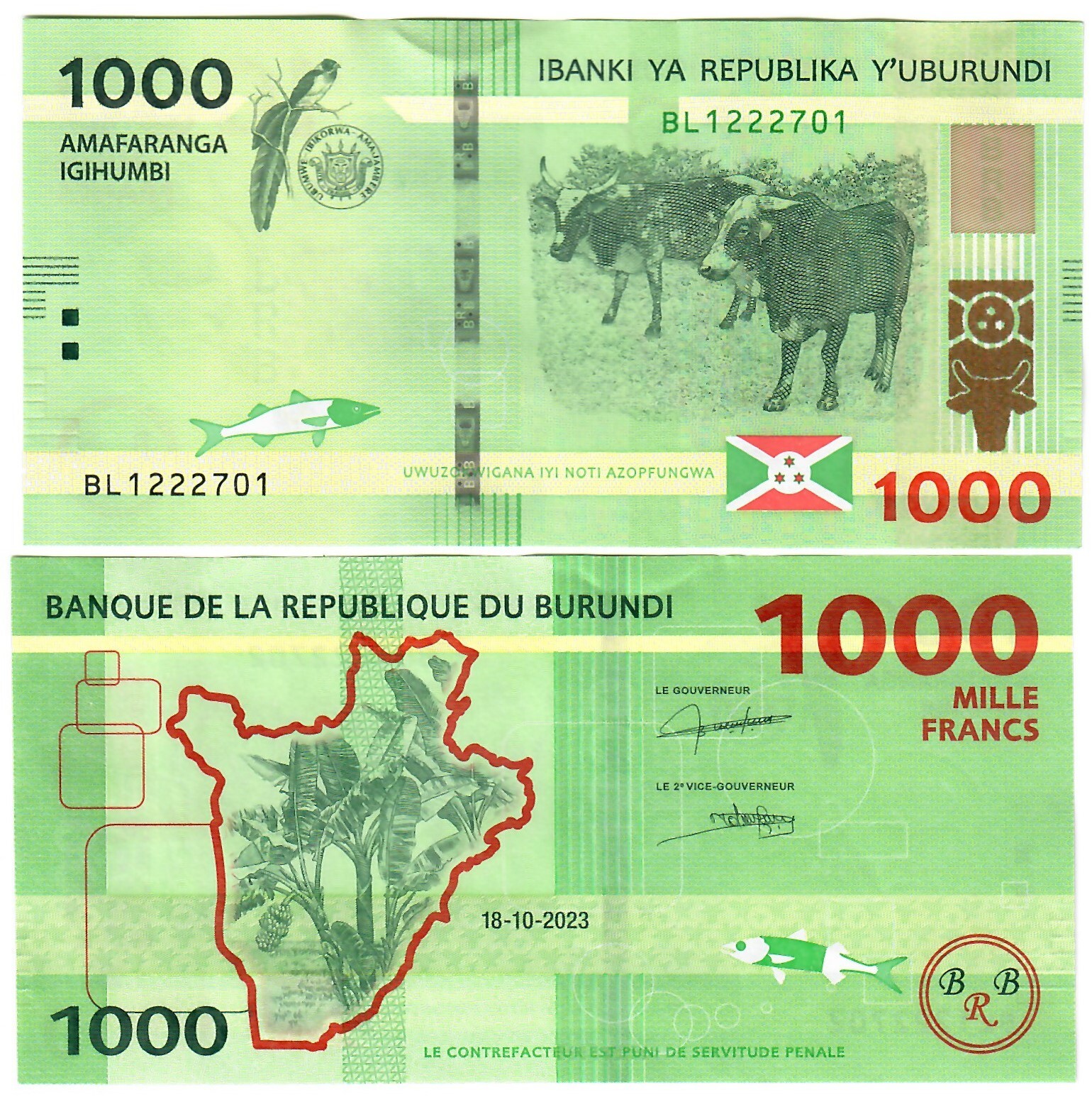 Burundi 100x 1000 Francs 2023 UNC FULL BUNDLE