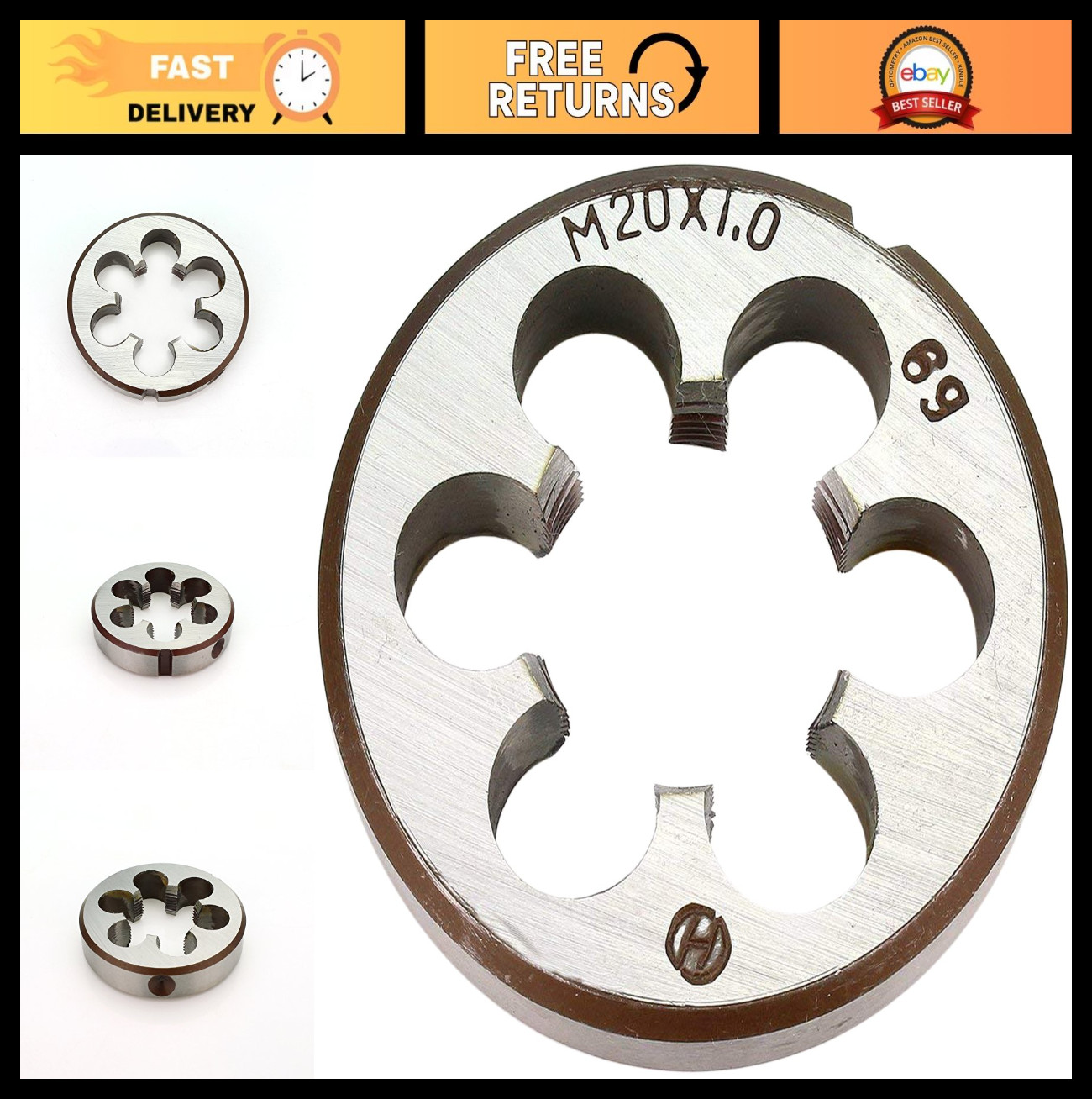 20mm X 1 Metric Right Hand Round Die - M20 x 1.0mm Pitch, Alloy Tool Steel, Prec