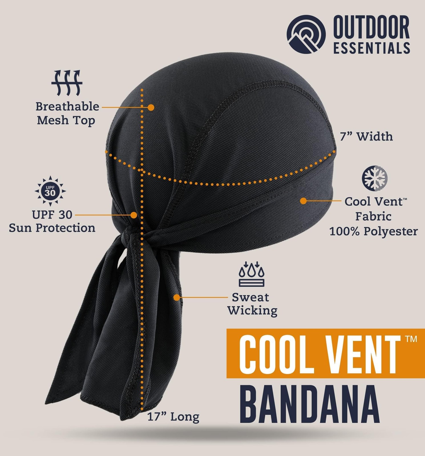 Cooling Helmet Liner UPF 30 Do Rag Bandana for Men - Lightweight Biker Cap