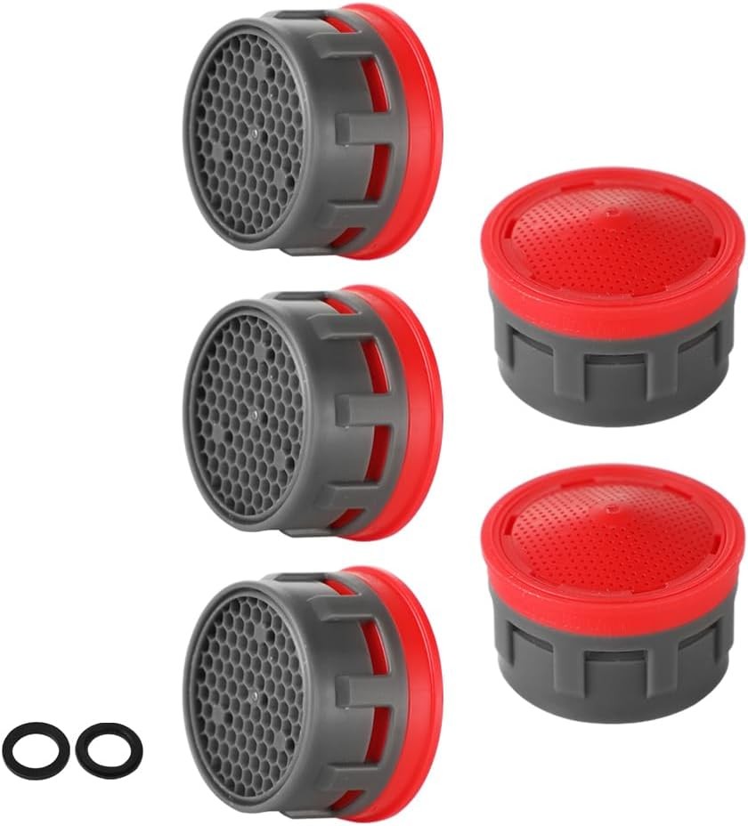 JQK Faucet Aerator, 2.2 GPM Flow Retrictor Insert 5 Pack, Red - gpm