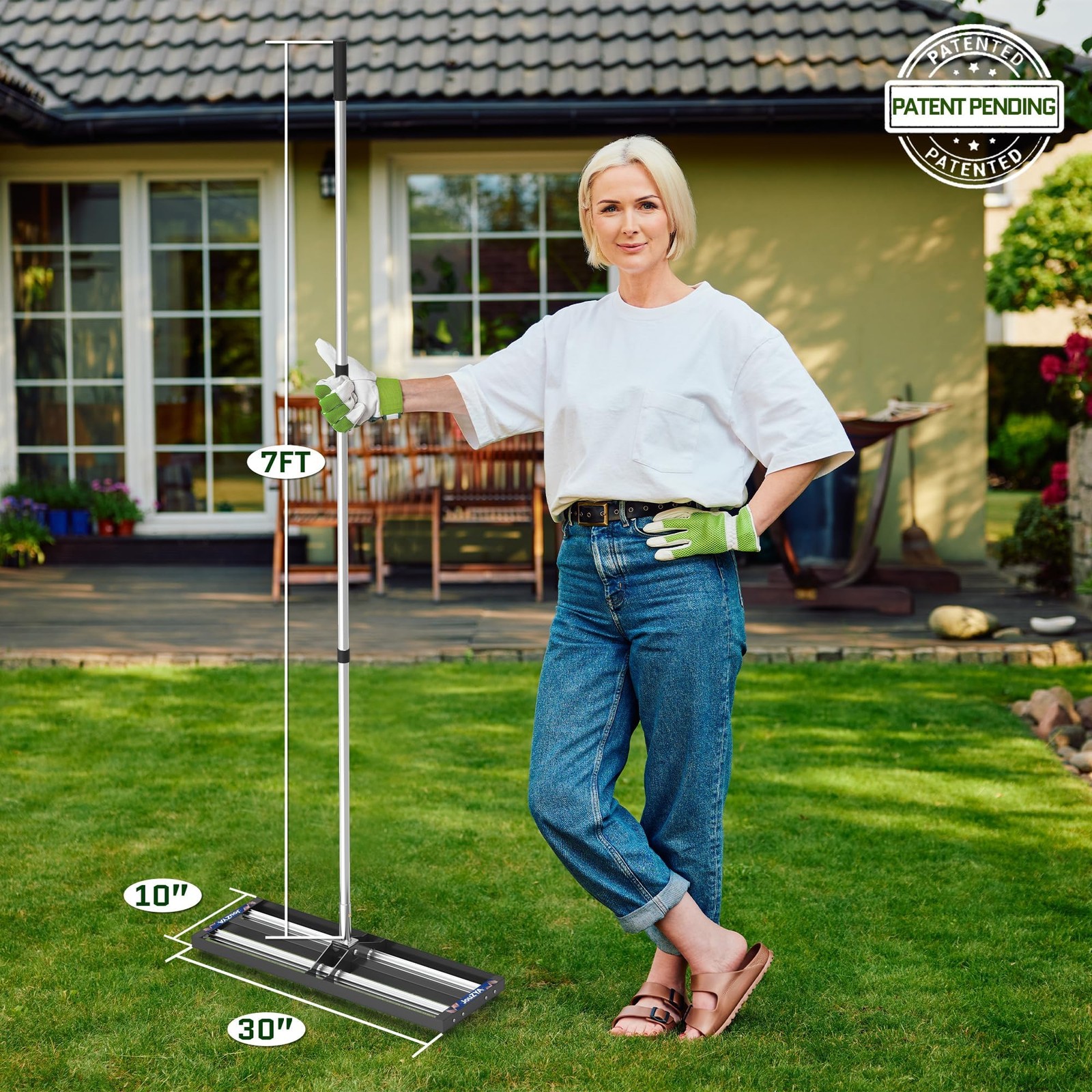 Updated Lawn Leveling Rake 30"x10", Lawn Leveler with Aluminum Rollers, Yard ...