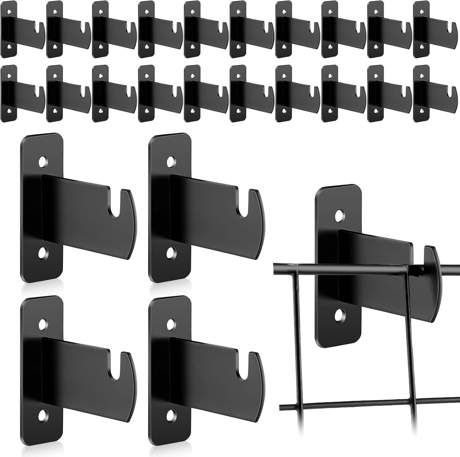 Space-Saving 24 Pcs Black Grid Wall Brackets for Home & Garage Organization