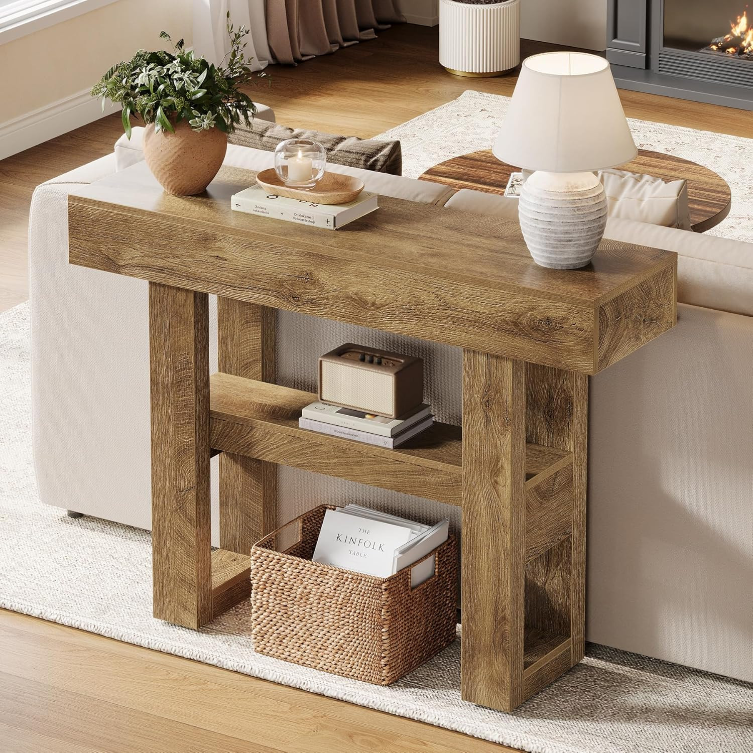 Tribesigns 41.34" Farmhouse Console Table, Sofa Table behind the Couch | 2-Tier