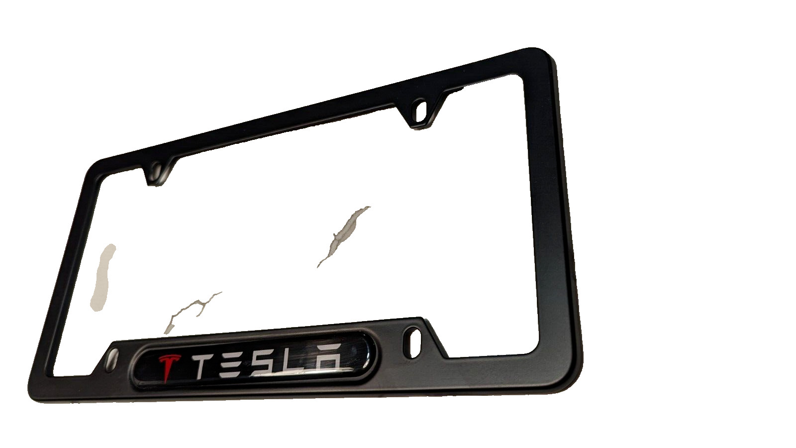 TESLA Logo Black.   Steel License Plate Frame   black  Model S 3 X Y (1)