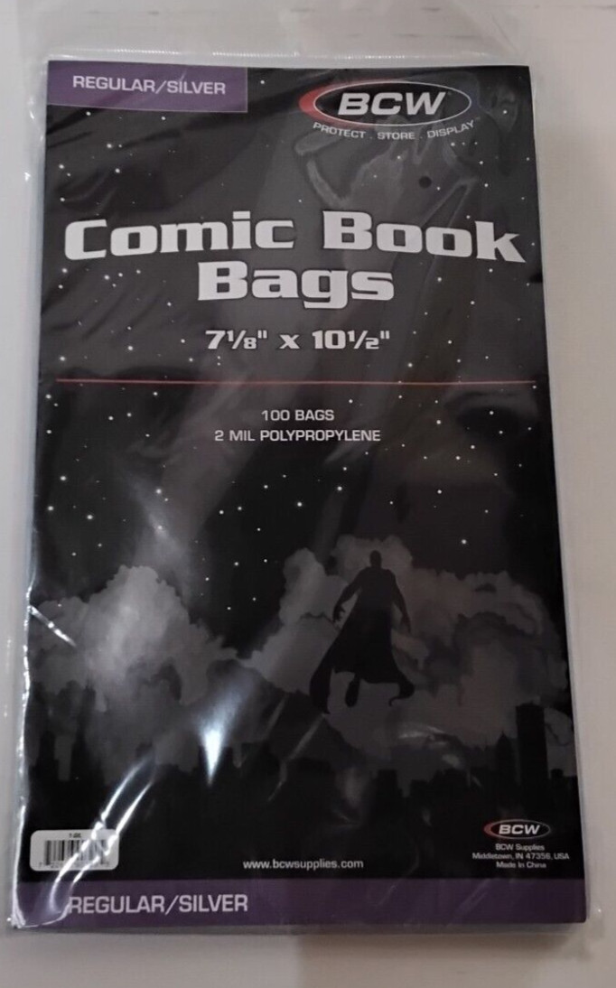 100 SILVER COMIC BOOK Bags (Sleeves) 7 1/8 X 10 1/2" 2 MIL Polypropylene