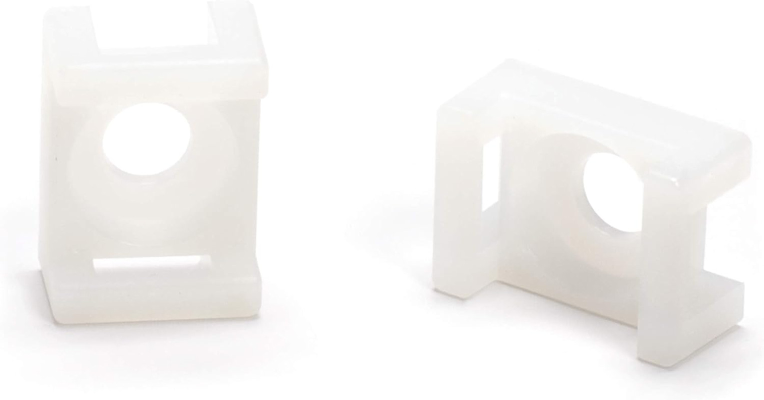 Cable Tie Mounting Base Saddle Type White Nylon Wire Holder Self-Adhesive 100 Pa