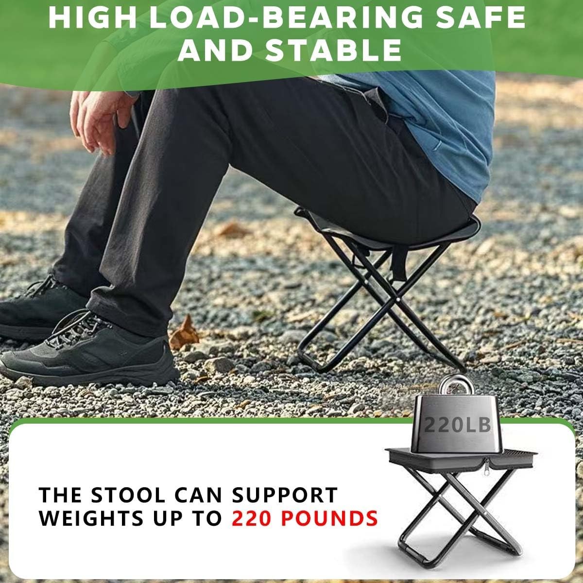 Compact Folding Stool Adults Design & Portable Backpacking Stool W/ Handbag