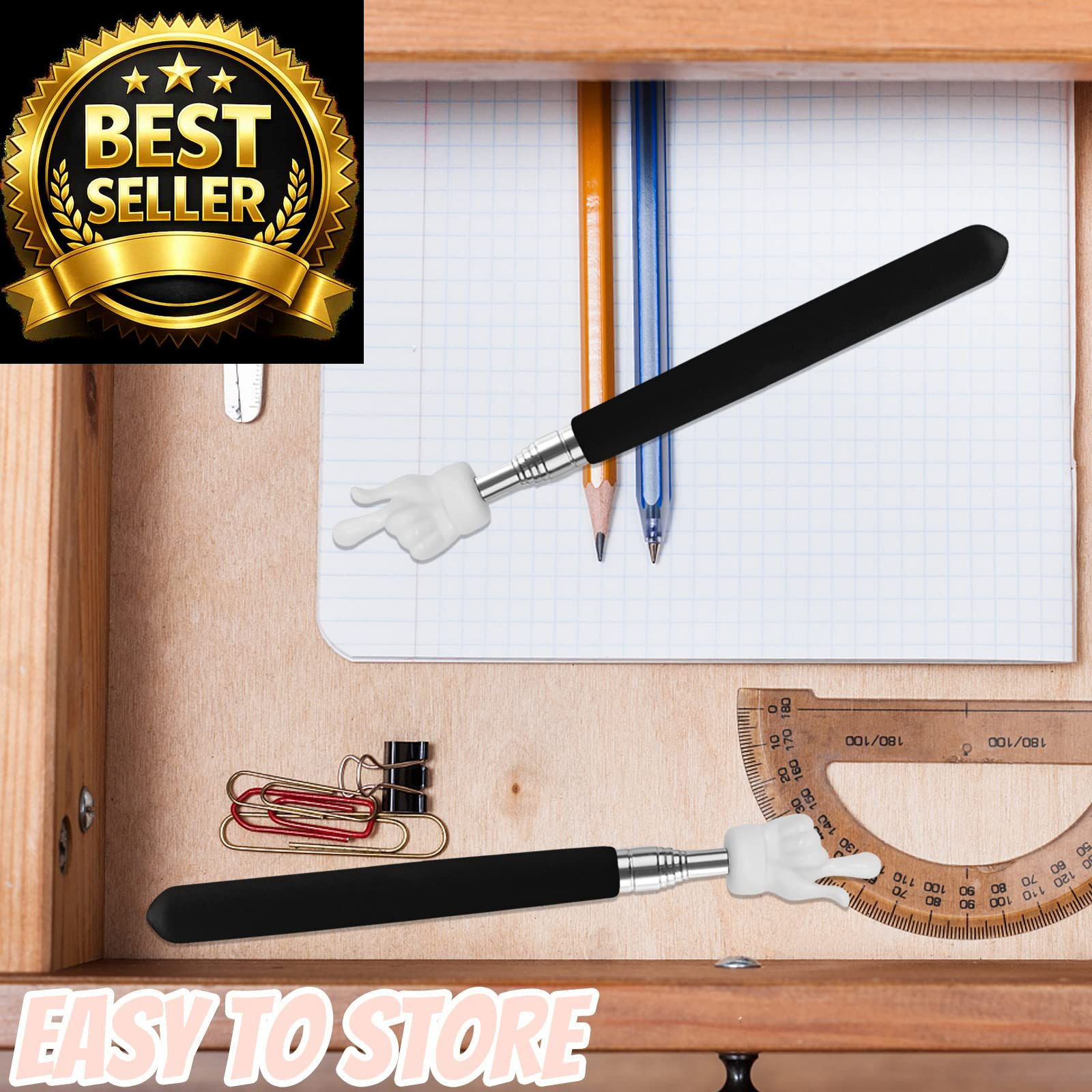 2Pcs Telescopic Teachers Pointer, Extendable Hand Pointer Finger Black