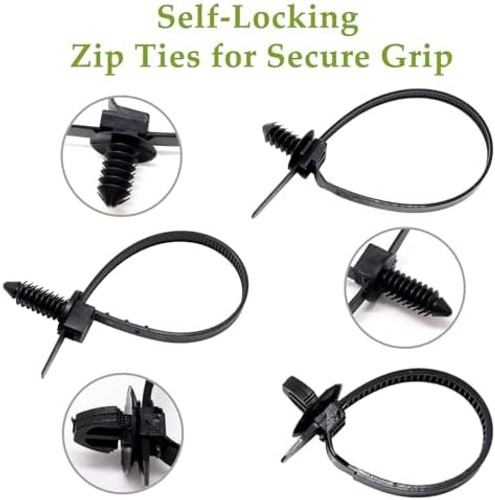 Push Mount Wire Ties, Snap in Zip Tie Automotive Clips Nylon Wire Harness Cli...