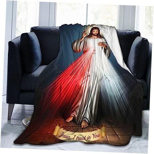Catholic Jesus Gifts Throw Blanket Ultra-Soft Micro 60" x 50" Divine Mercy