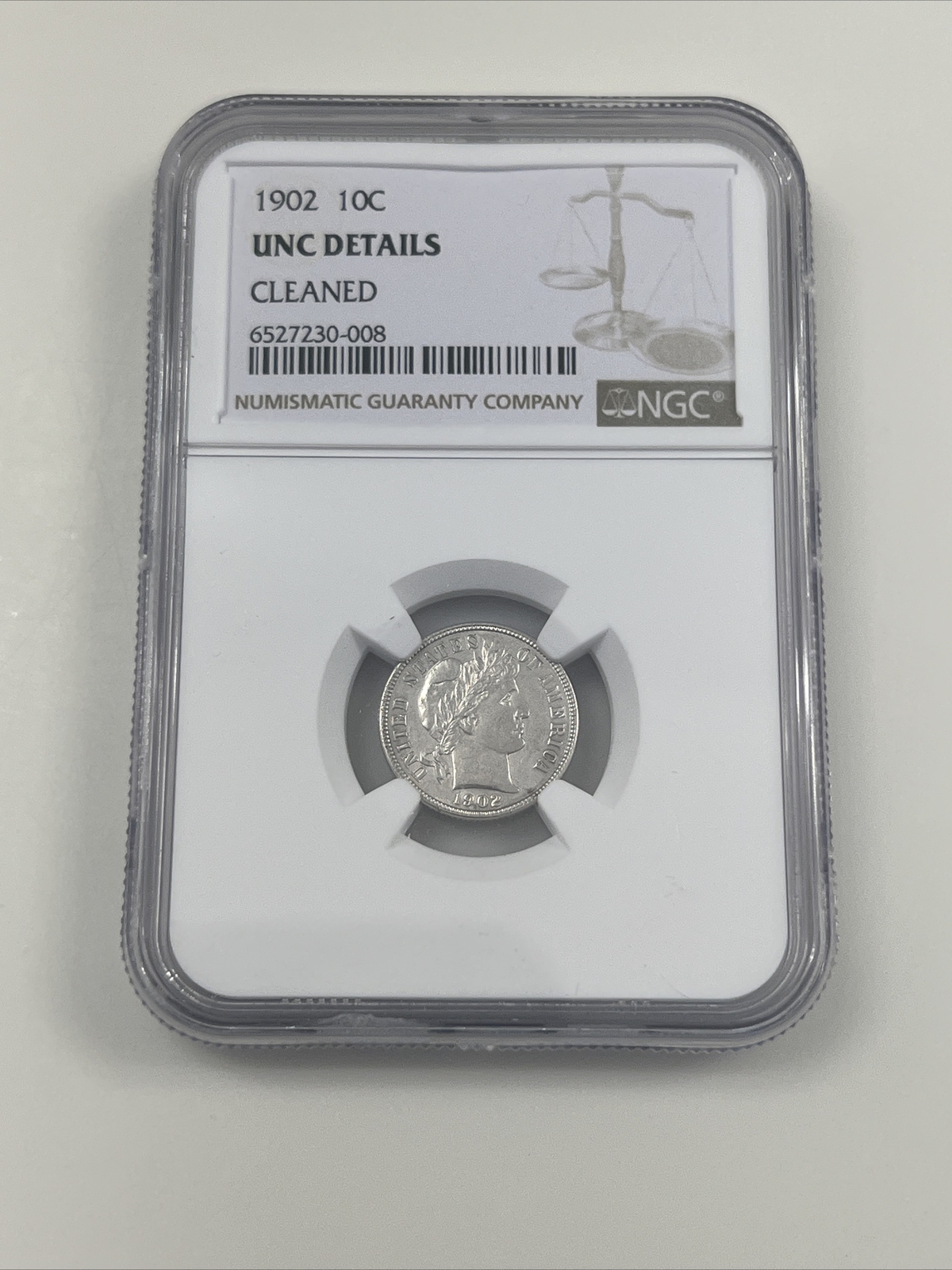 1902 P Barber Dime 10 C NGC Certified UNC Details US Silver Coin