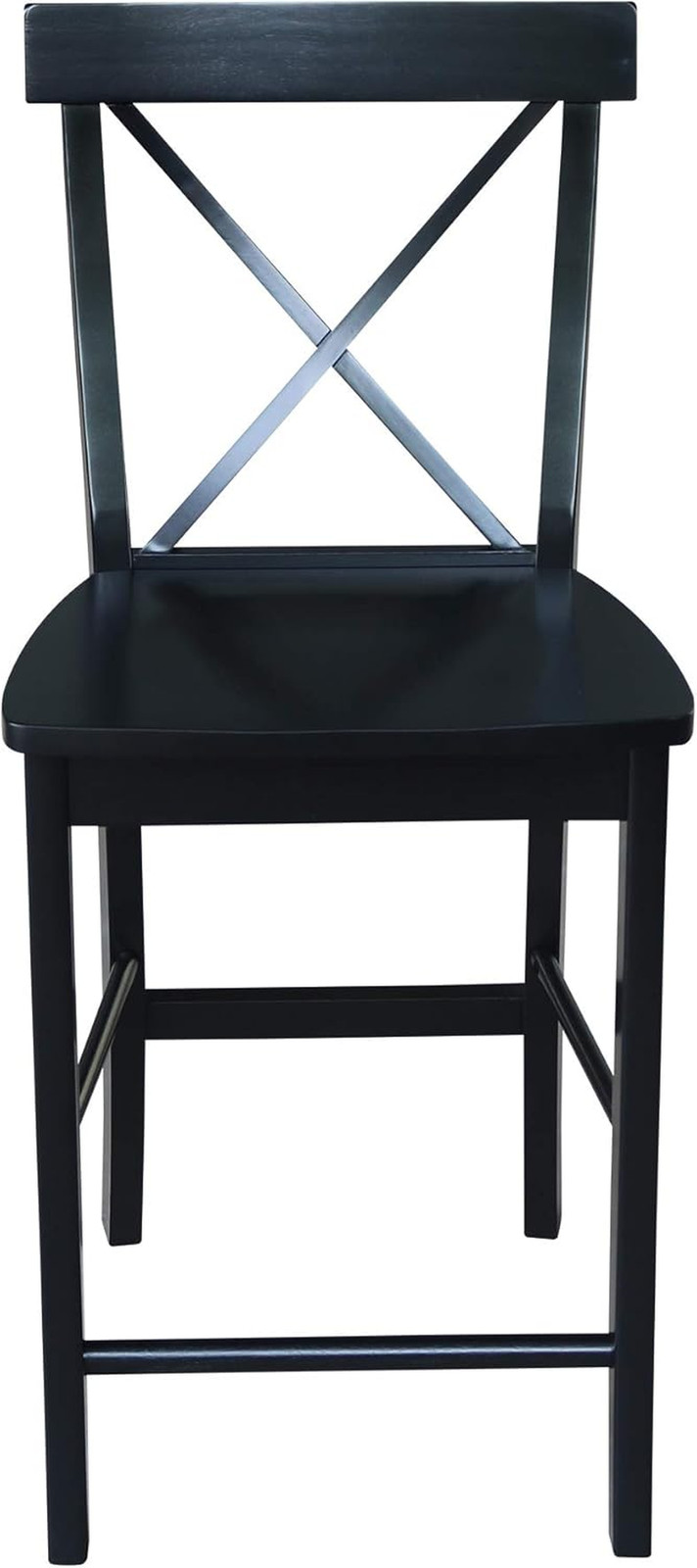 Chic Black X-Back Counter Stool - 24-Inch Seat Height for Modern Spaces