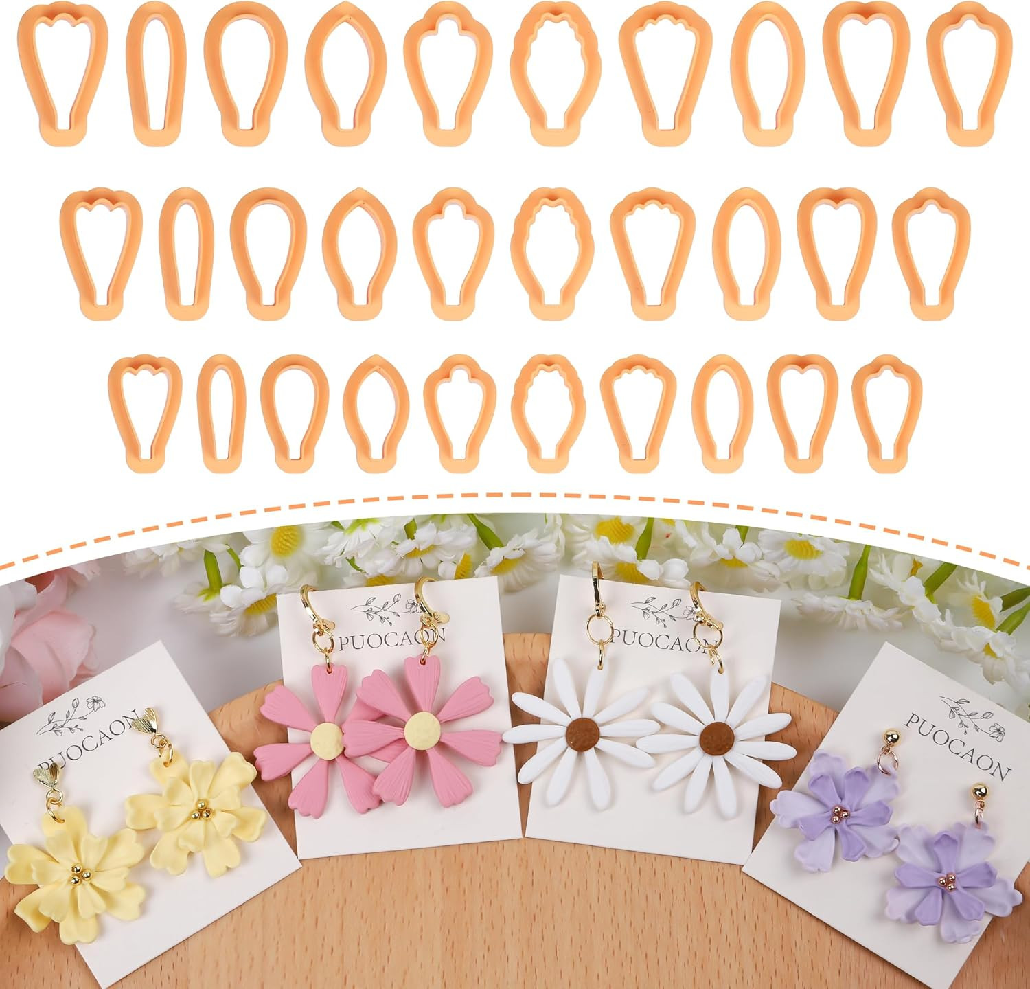 Petal Polymer Clay Cutters - 30 Pcs Flower Petal Clay Cutters for Earrings Jewel