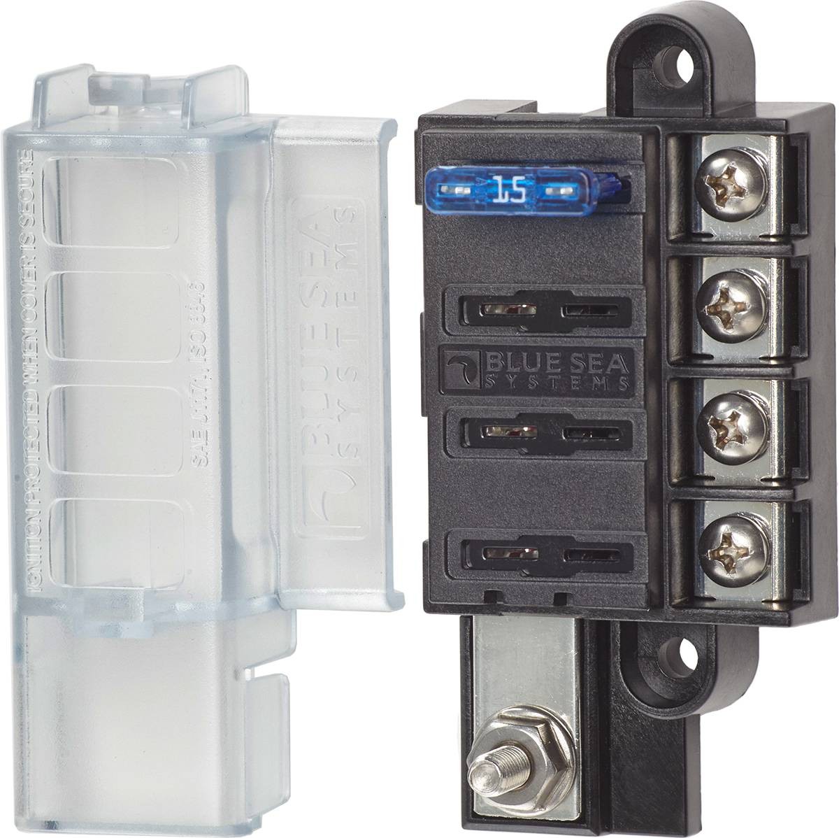 Blue Sea - 5045-BSS Fuse Block STBlade Compact 4circ w/cvr (1EA)