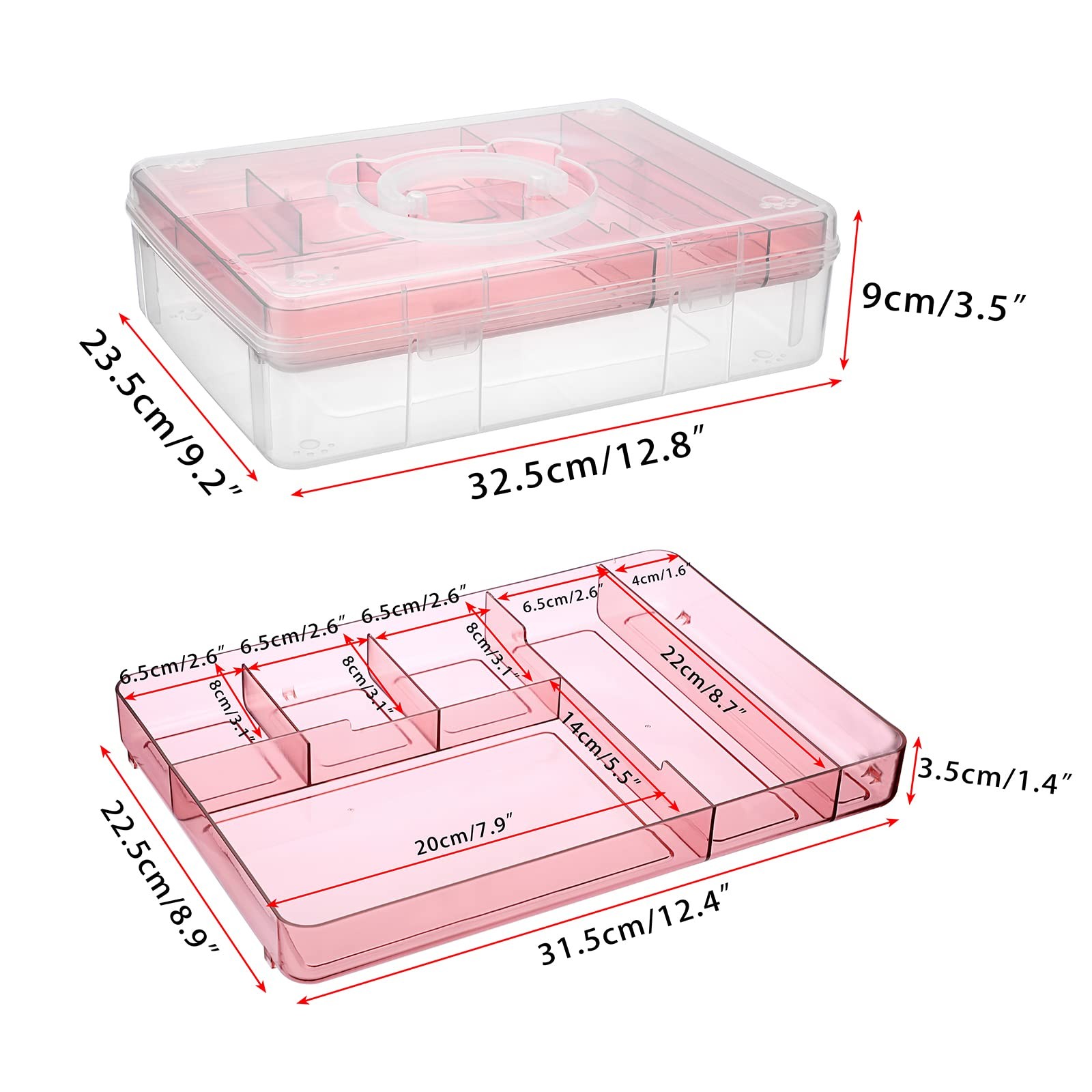 Btsky 2-Tier Cute Bear Storage Removable Divided Tray Portable Clear Plastic
