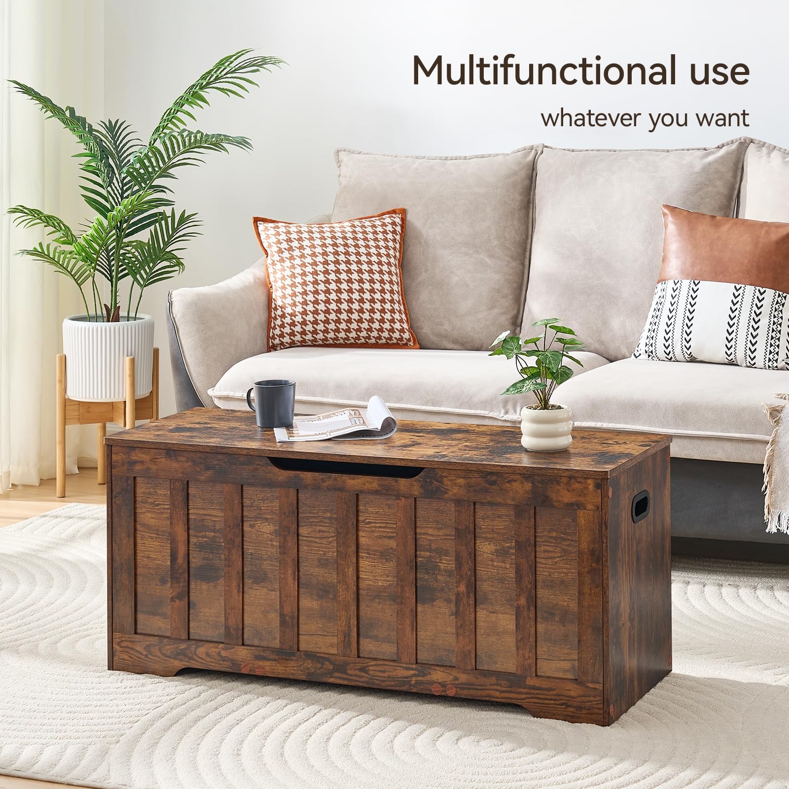 VANKILEY 43.3"Storage chest extra large,storage 43.3x15.7x19.1, Rustic Brown