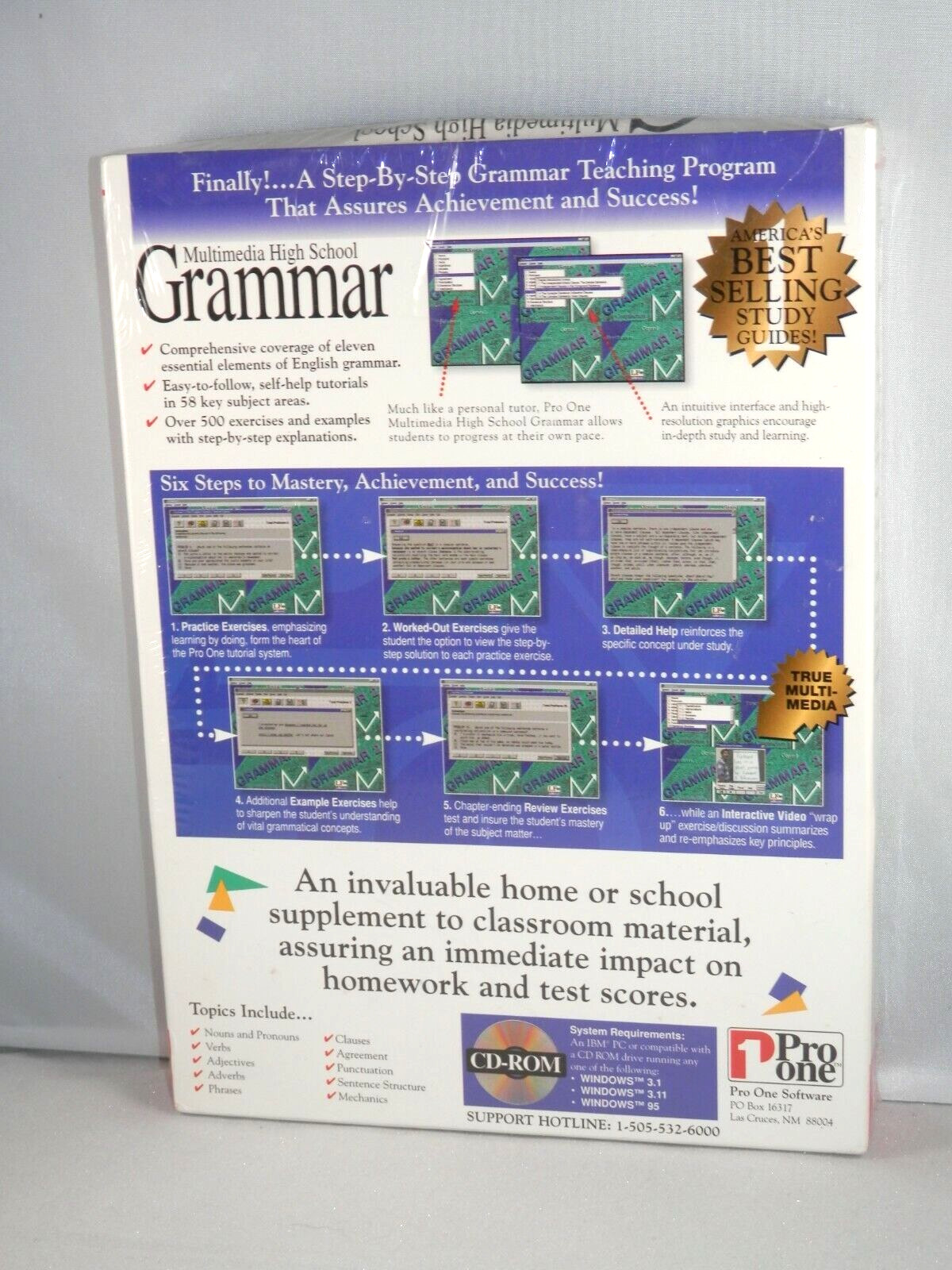 Multimedia High School Grammar (PC 1995 Pro One 2 Disc) Vintage Windows Software