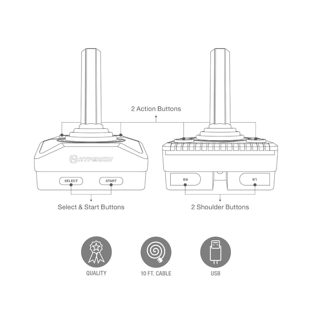 Hyperkin "Trooper 2" Atari 2600 Style Premium USB Controller for PC MacOS