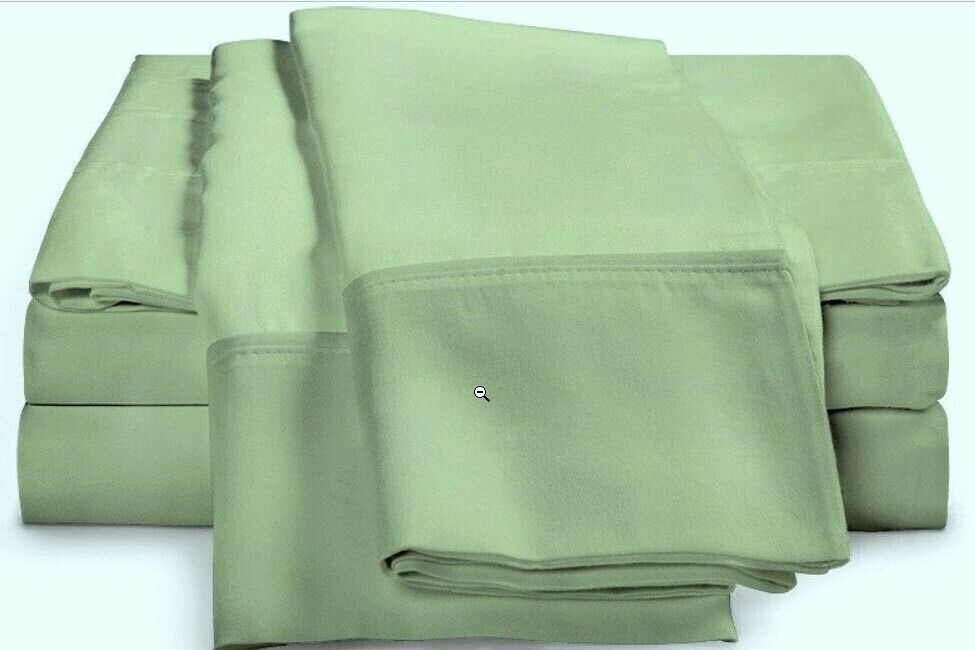 (2) Luxor Style Bamboo Pillowcases 300 TC ~ Fern Green ~ Standard **NEW**