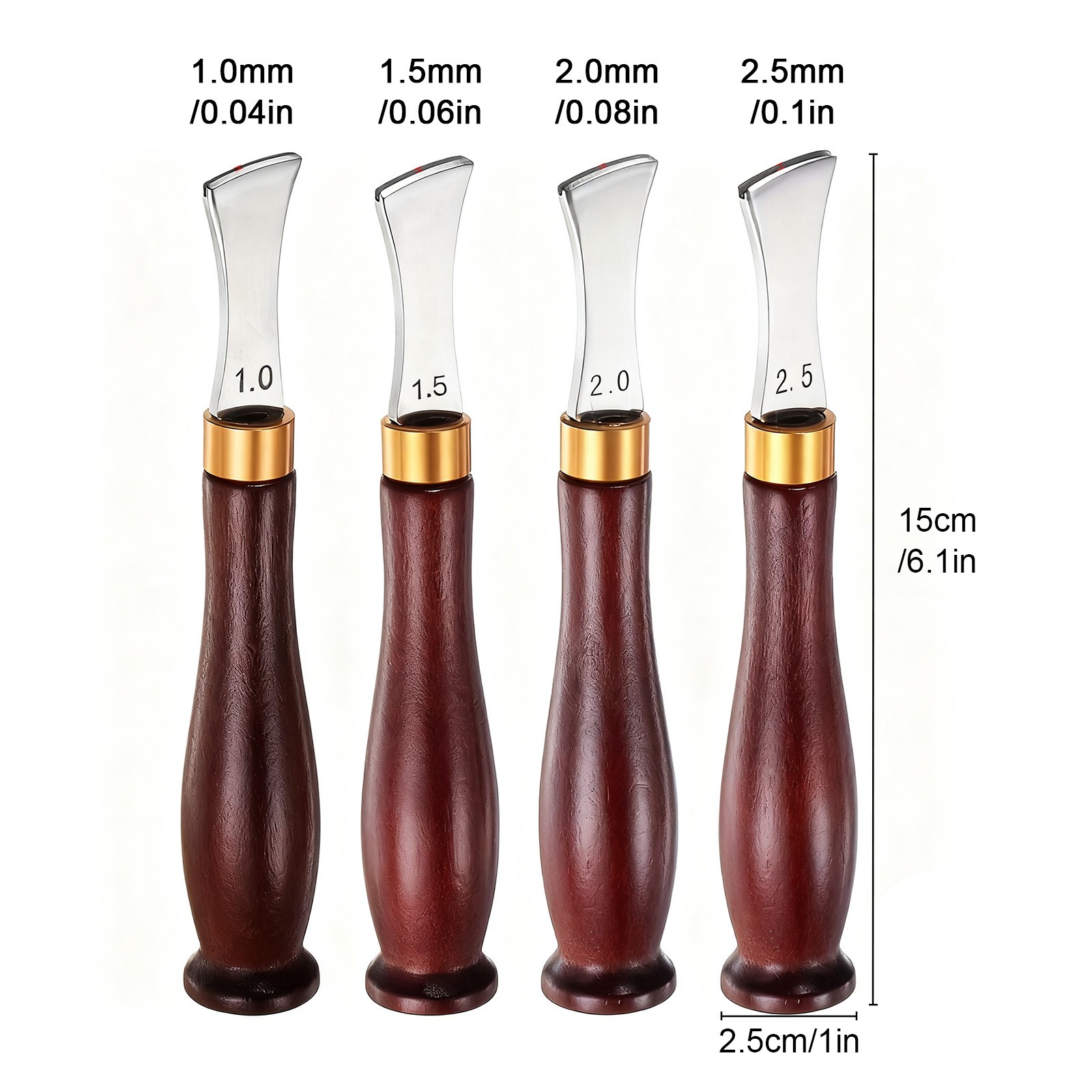 4PCS Leather Edge Punch Set Crimping Tool 1.0-2.5mm for DIY Leathercraft Project