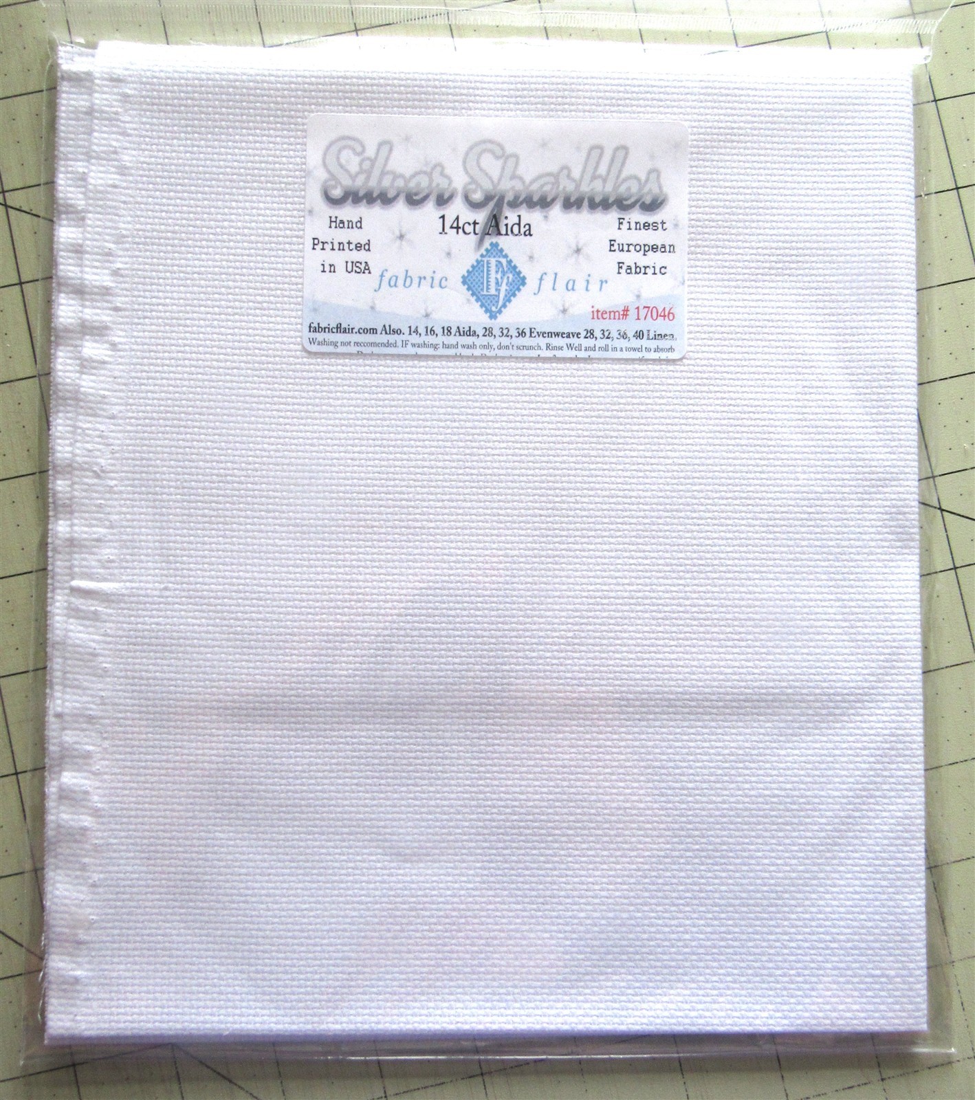 Fabric Flair 14ct Aida 18" x 28" White with Silver Sparkles Cross Stitch Fabric