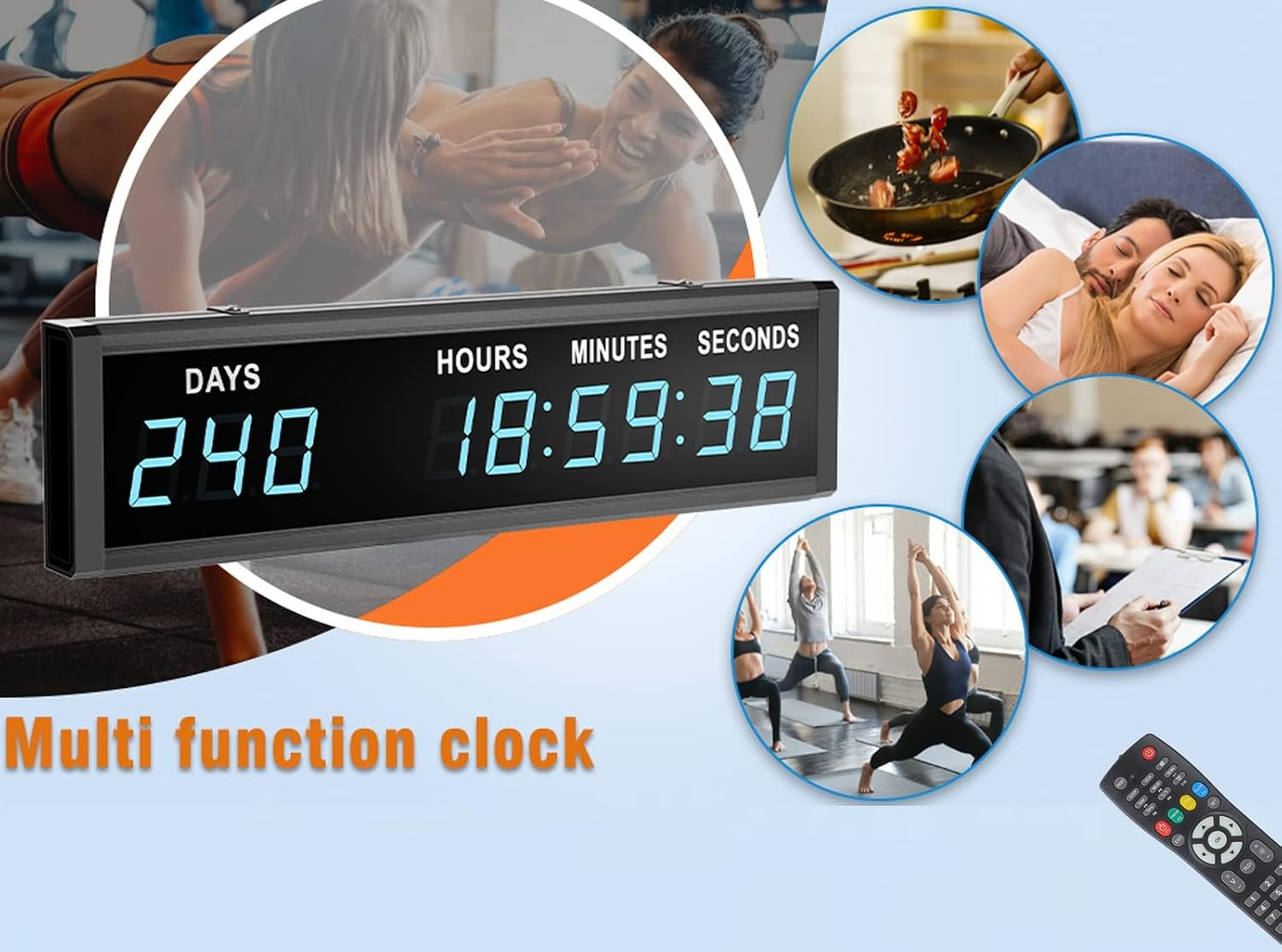 Blue 1.8 9Digits Large LED Countdown Count Up Days Clock with Remote Christm