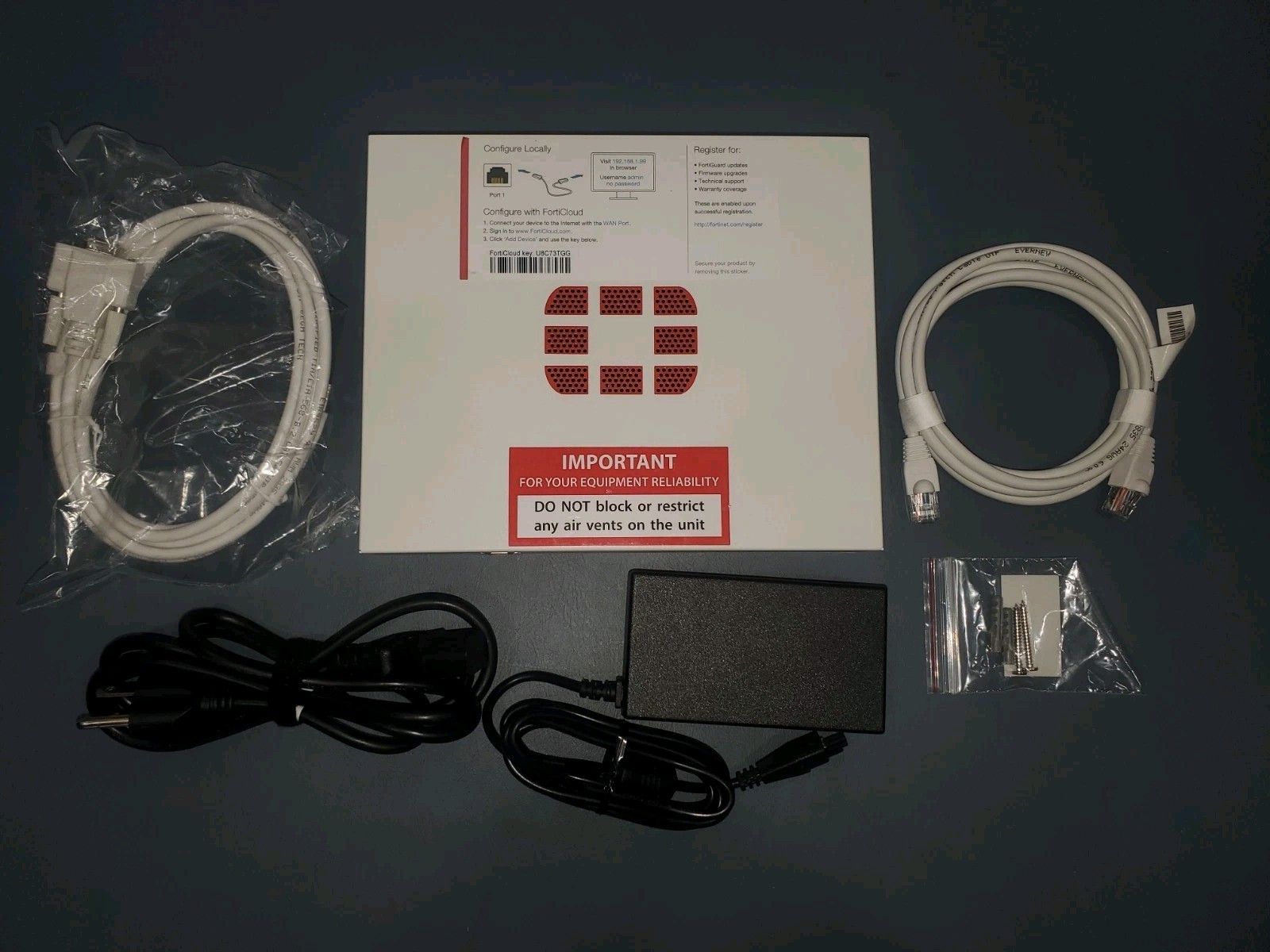 Fortinet FortiGate-90E FG-90E Firewall Router Unregistered w/Power & Cables