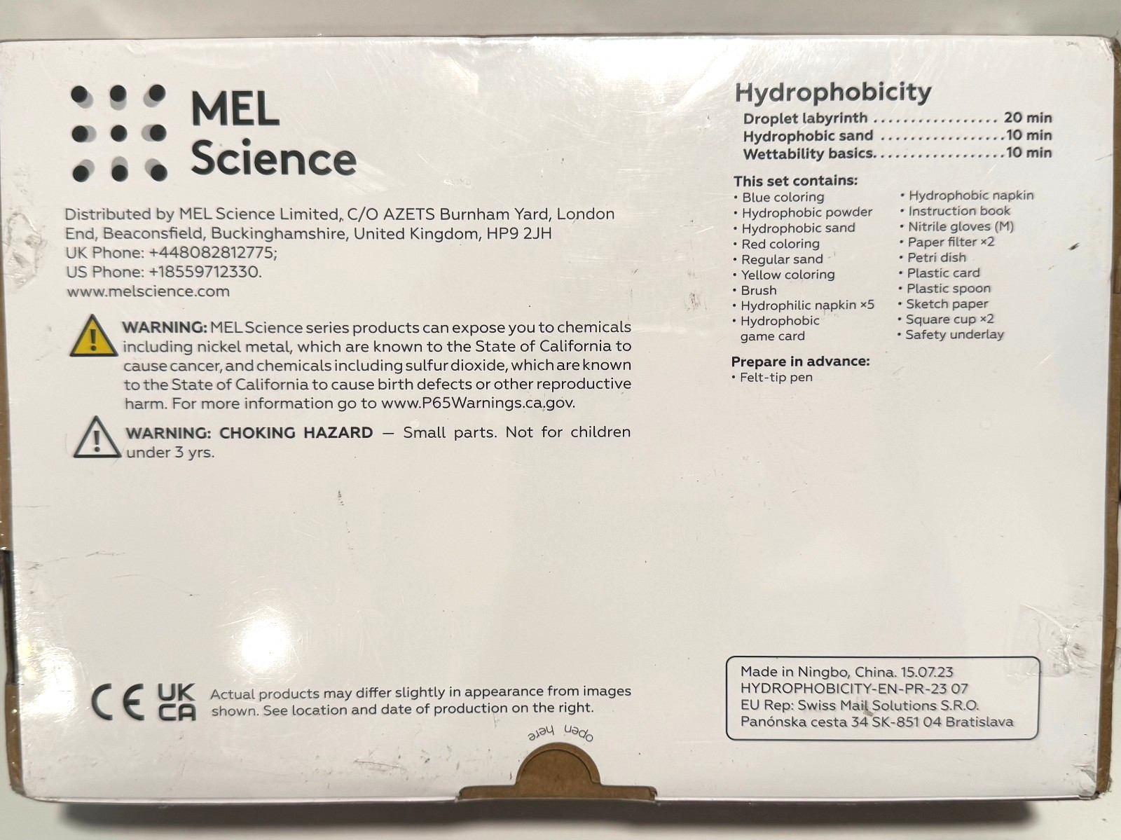 [NEW/SEALED] MEL Science Physics HYDROPHOBICITY Kit (8+)