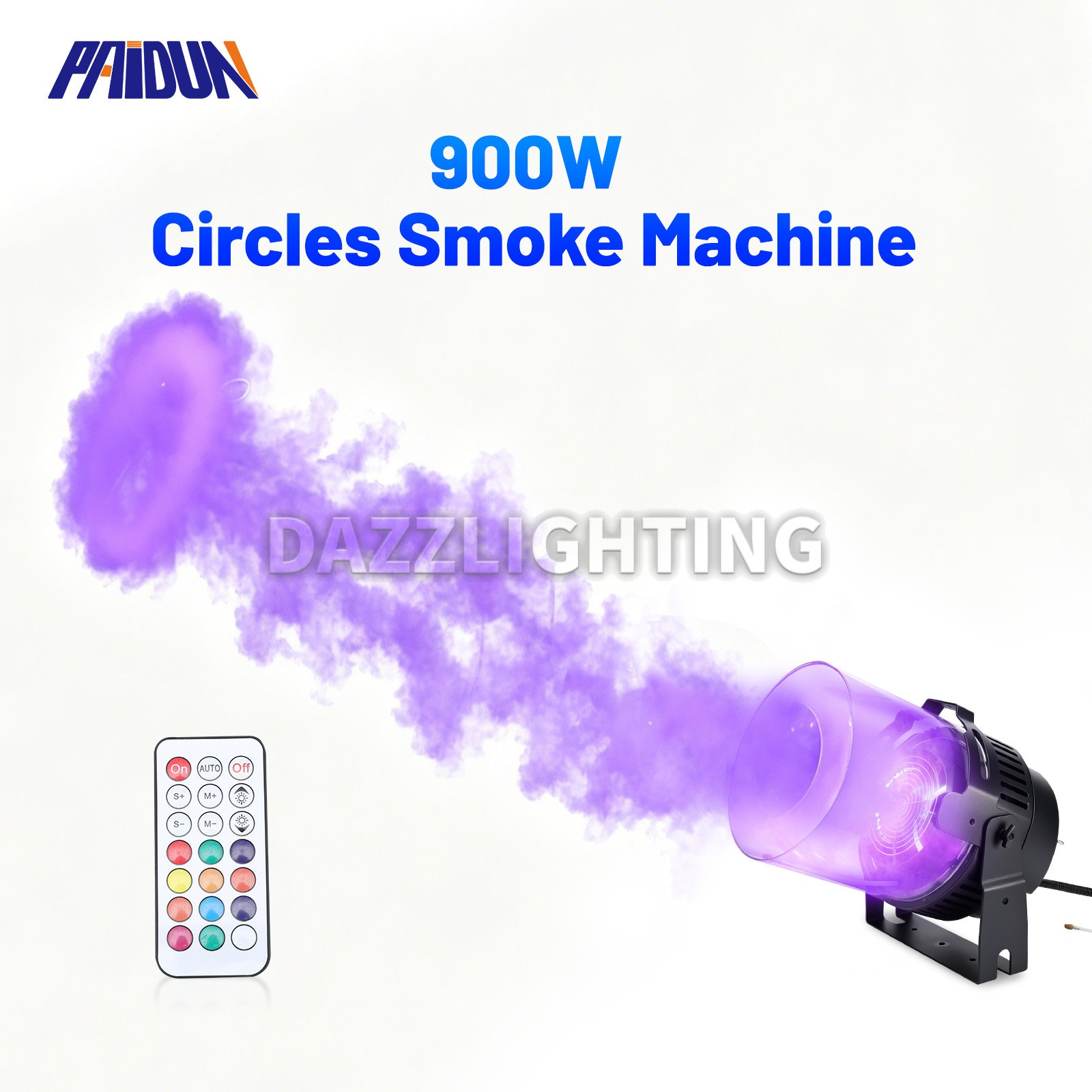 PAIDUN 900W Cloud Smoke Fog Machine LED RGBW Lights Effect DMX512 Remote Control